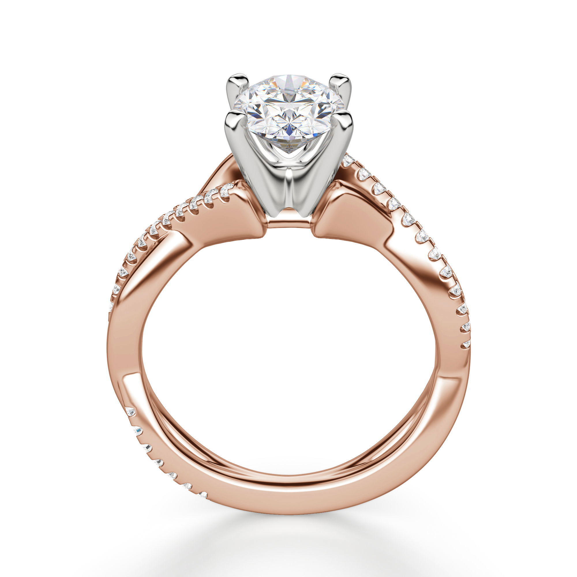 Twisted Accented Oval Cut Engagement Ring
