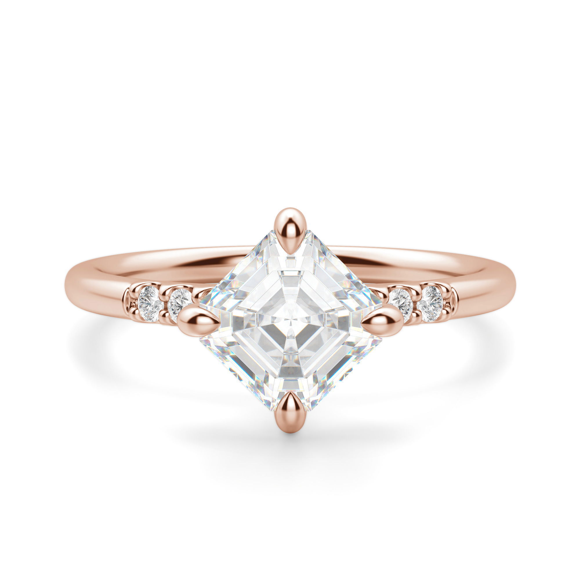 Kite Set Accented Asscher Cut Engagement Ring