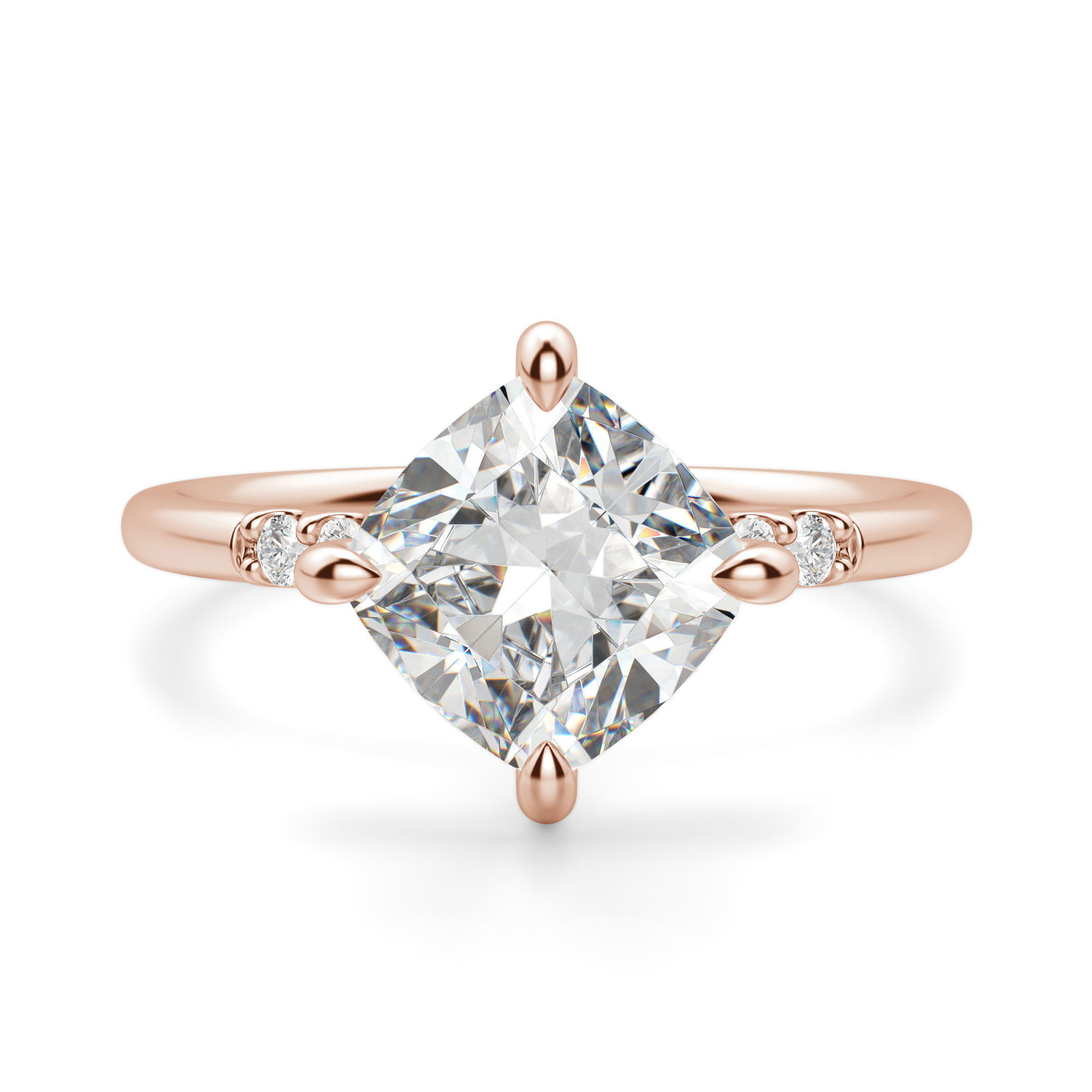Kite Set Accented Cushion Cut Engagement Ring