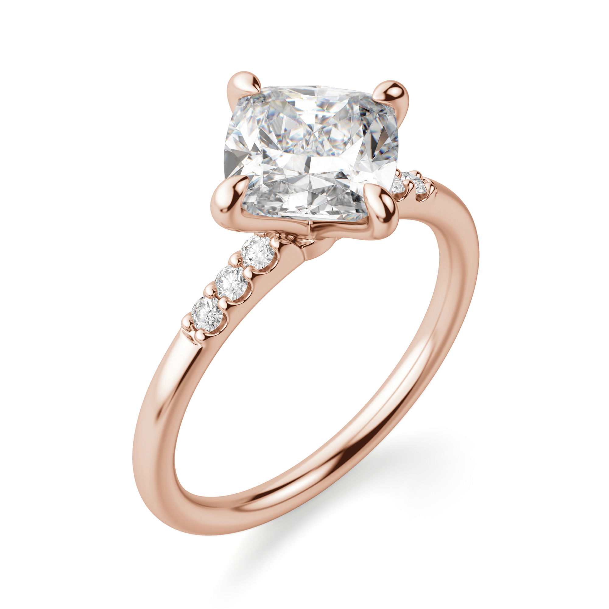 Kite Set Accented Cushion Cut Engagement Ring