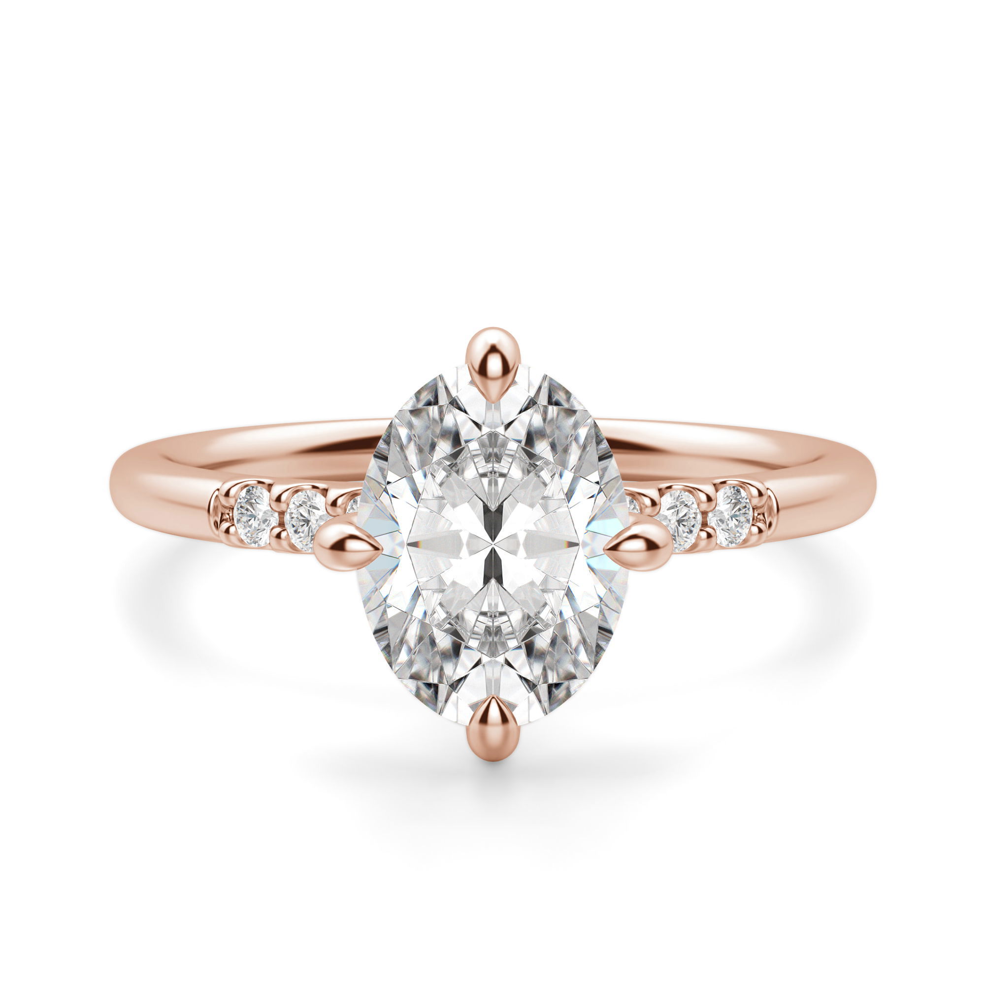 Kite Set Accented Oval Cut Engagement Ring