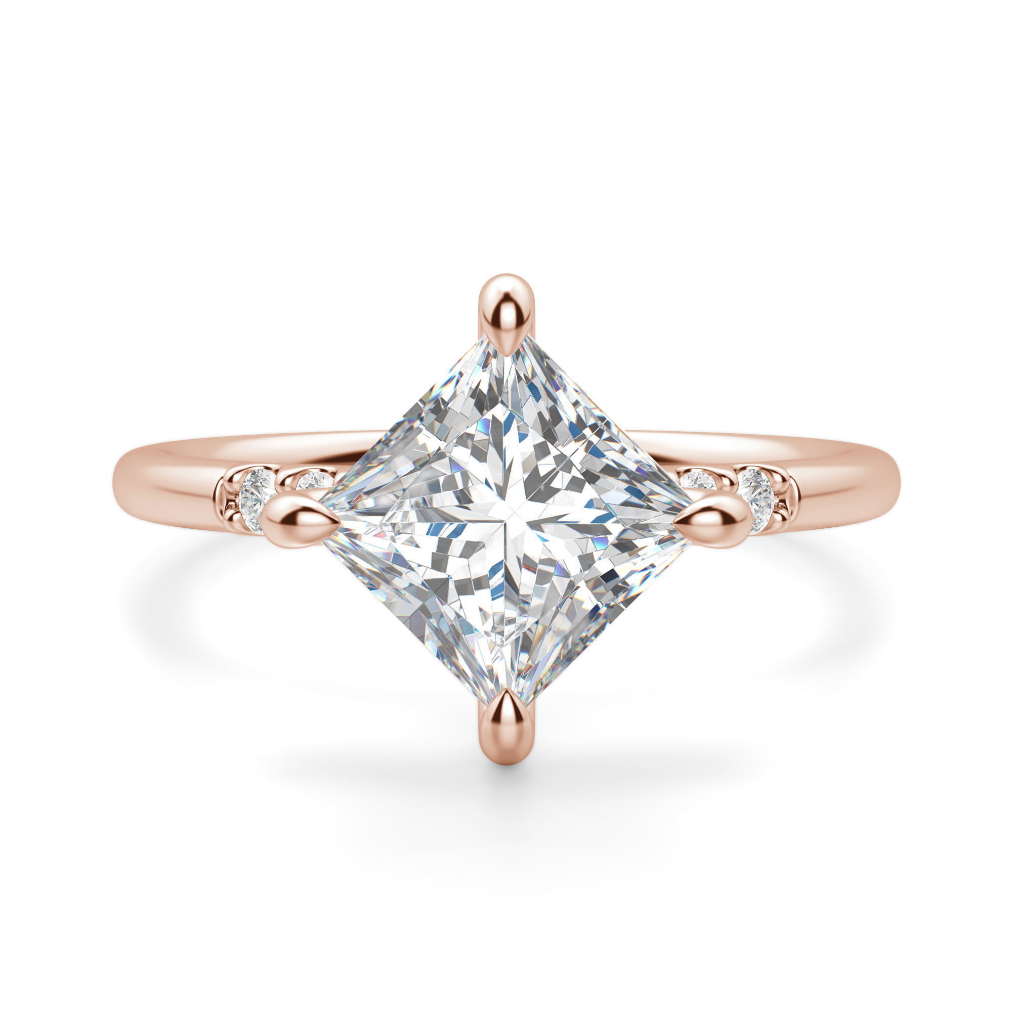 Kite Set Accented Princess Cut Engagement Ring