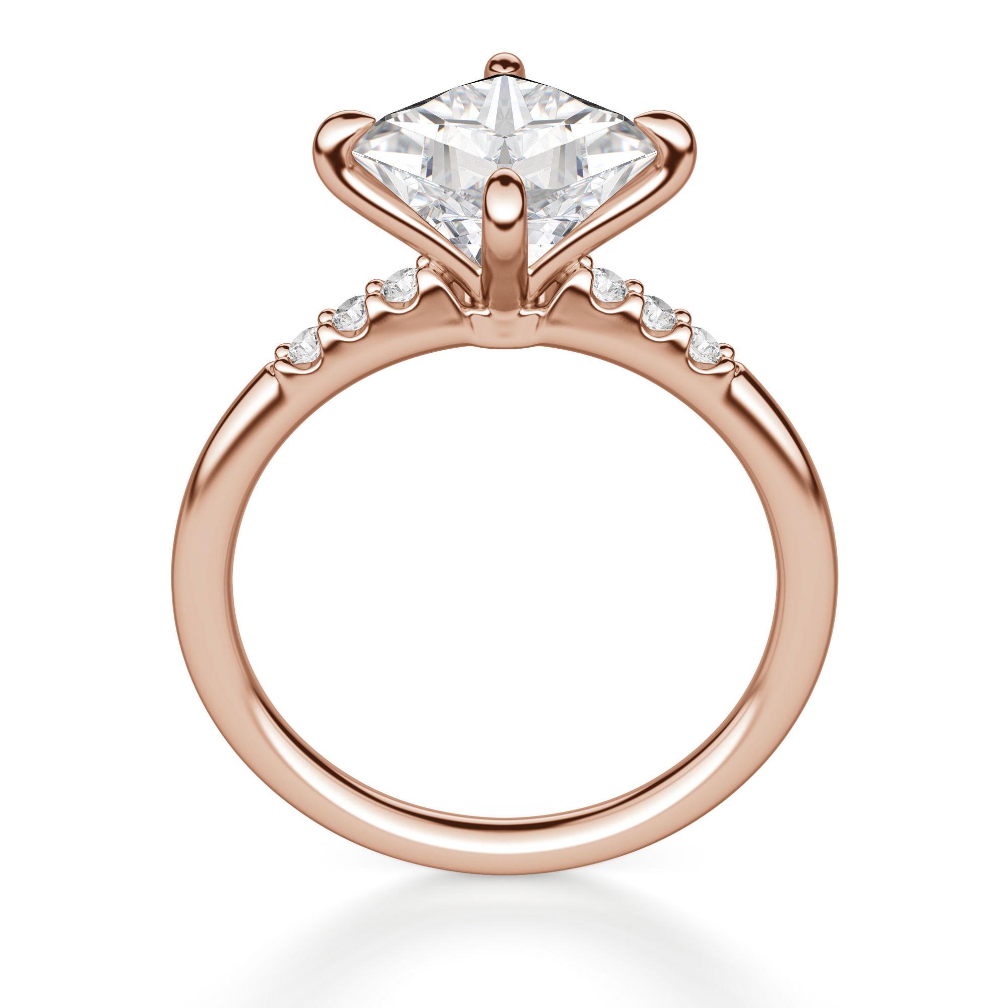 Kite Set Accented Princess Cut Engagement Ring