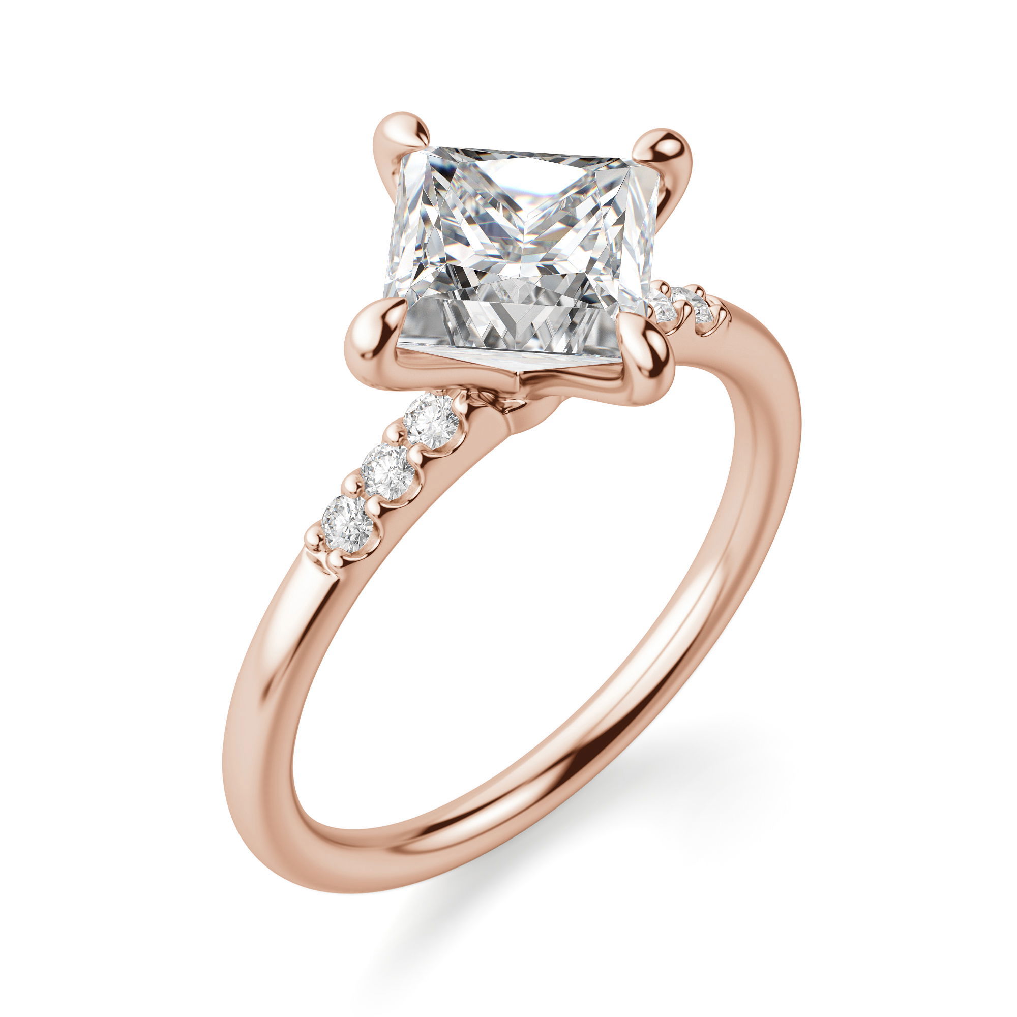 Kite Set Accented Princess Cut Engagement Ring