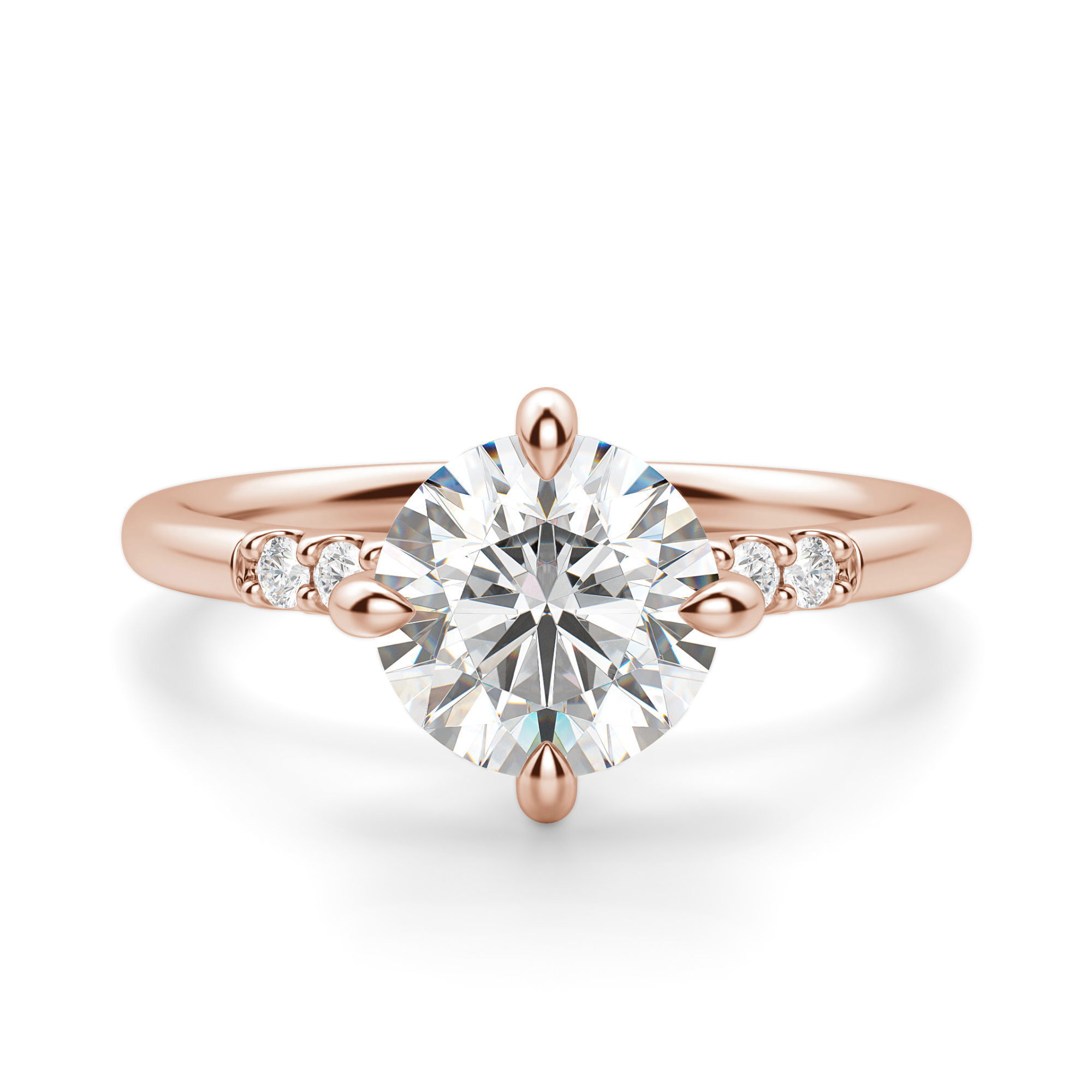 Kite Set Accented Round Cut Engagement Ring
