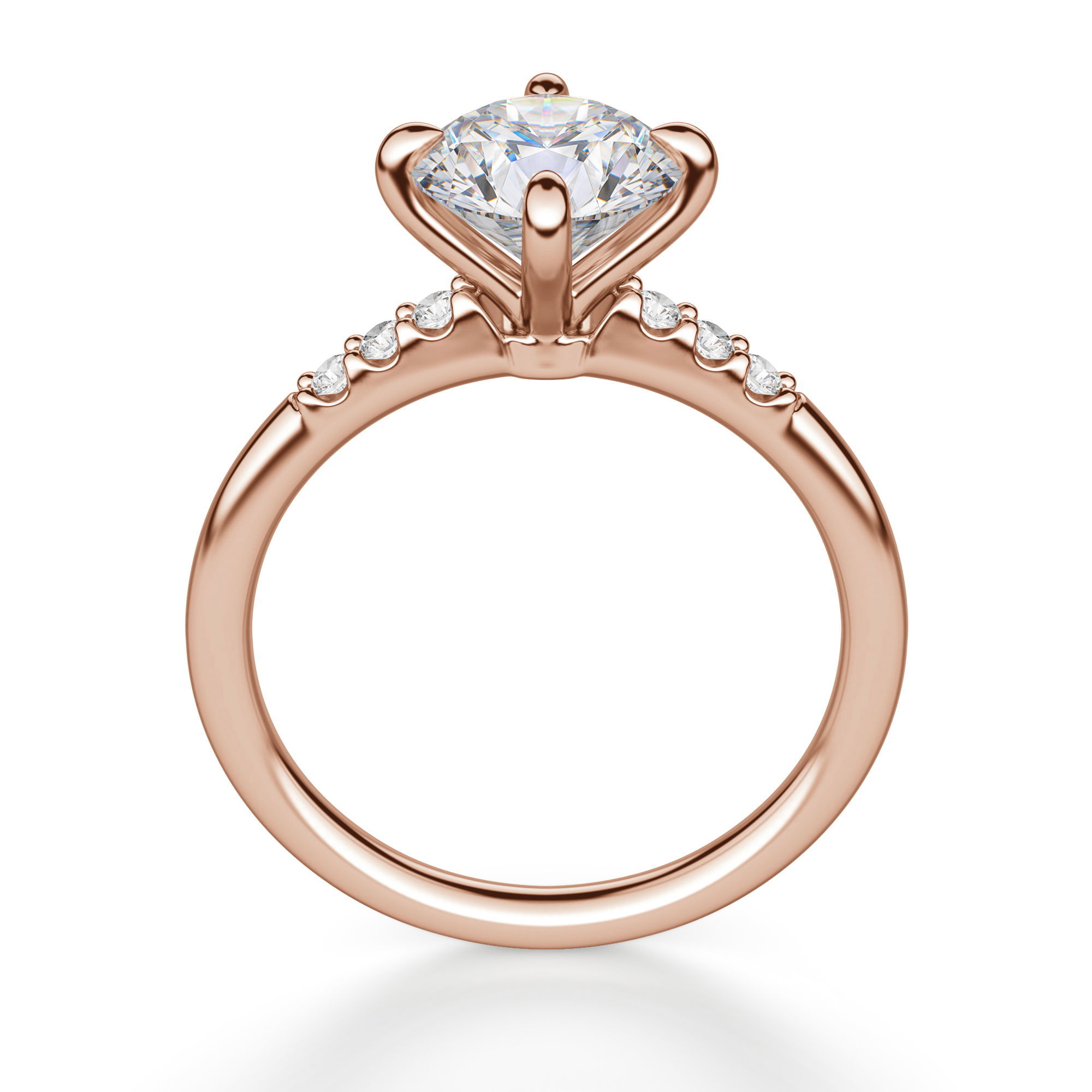 Kite Set Accented Round Cut Engagement Ring