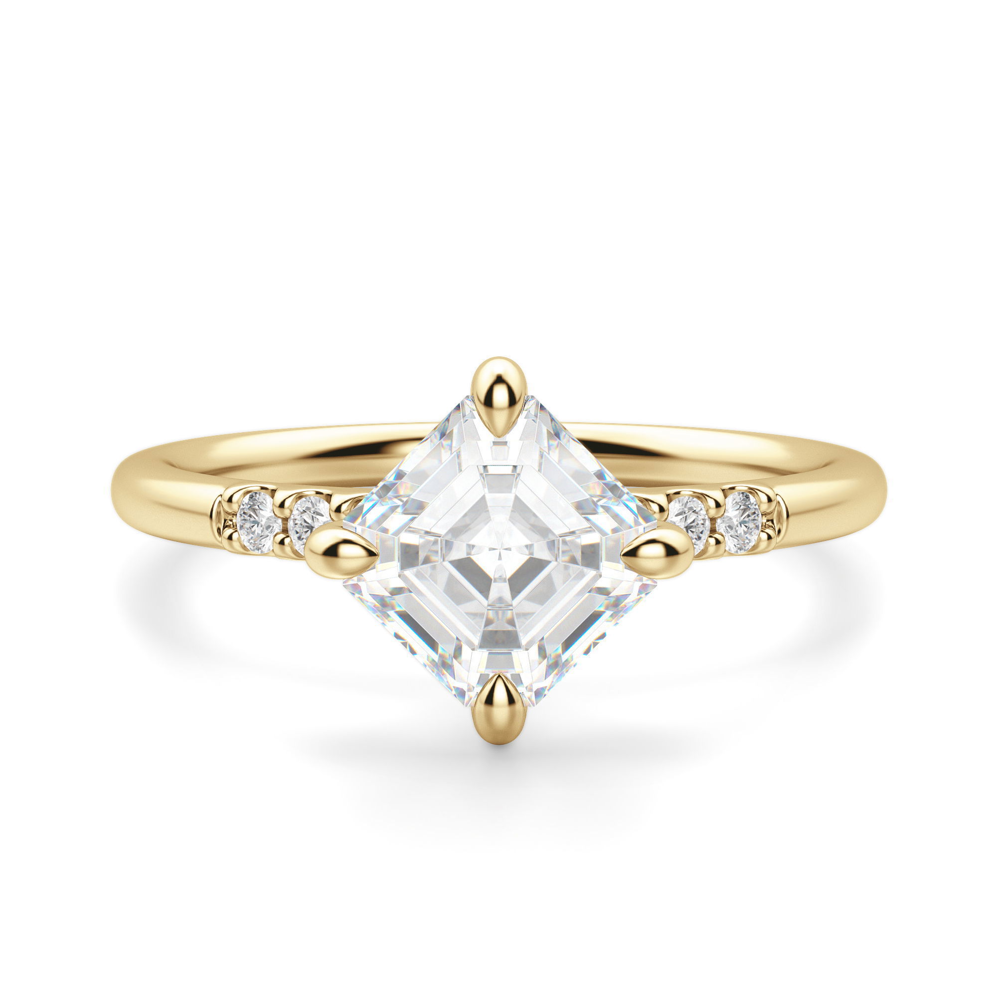 Kite Set Accented Asscher Cut Engagement Ring