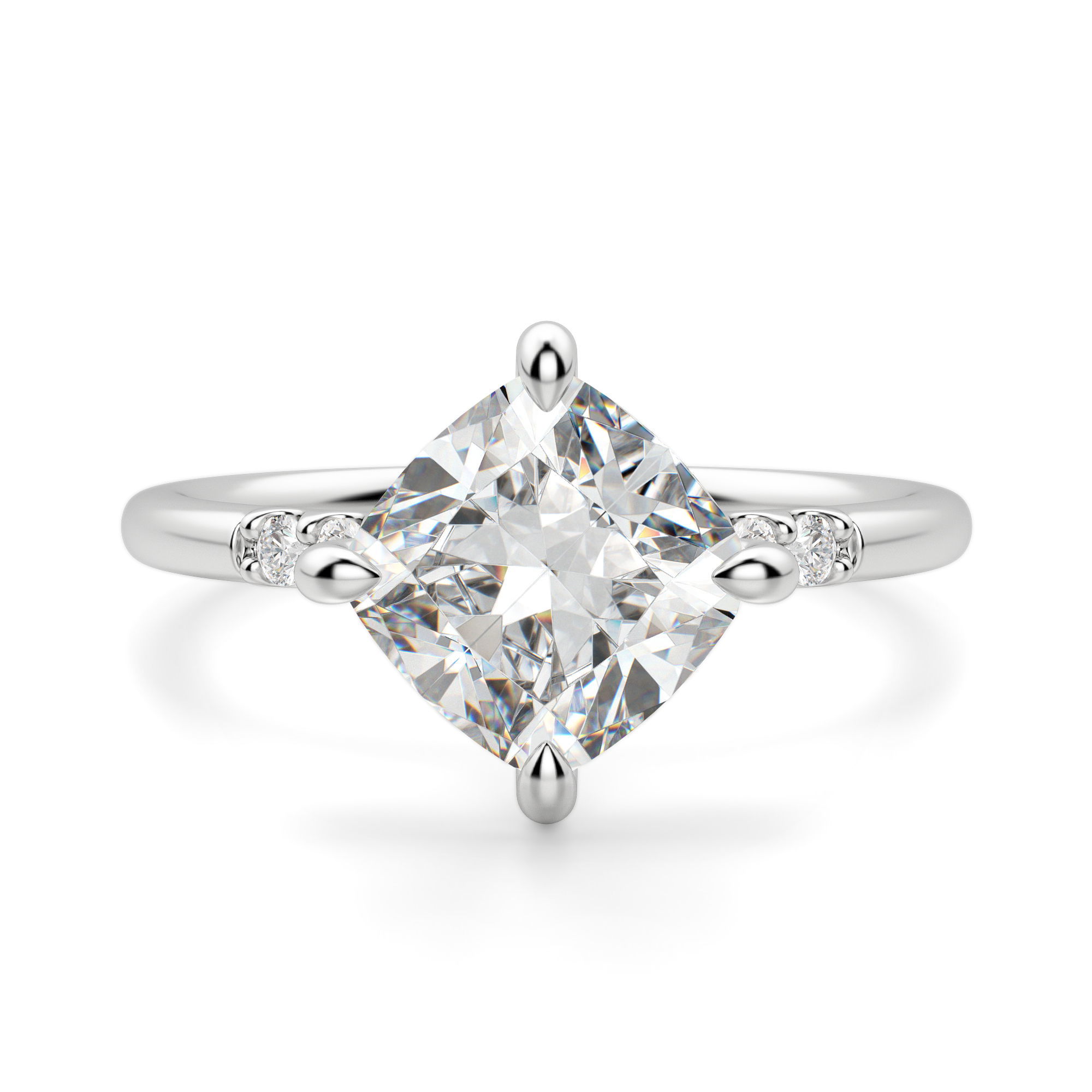 Kite Set Accented Cushion Cut Engagement Ring