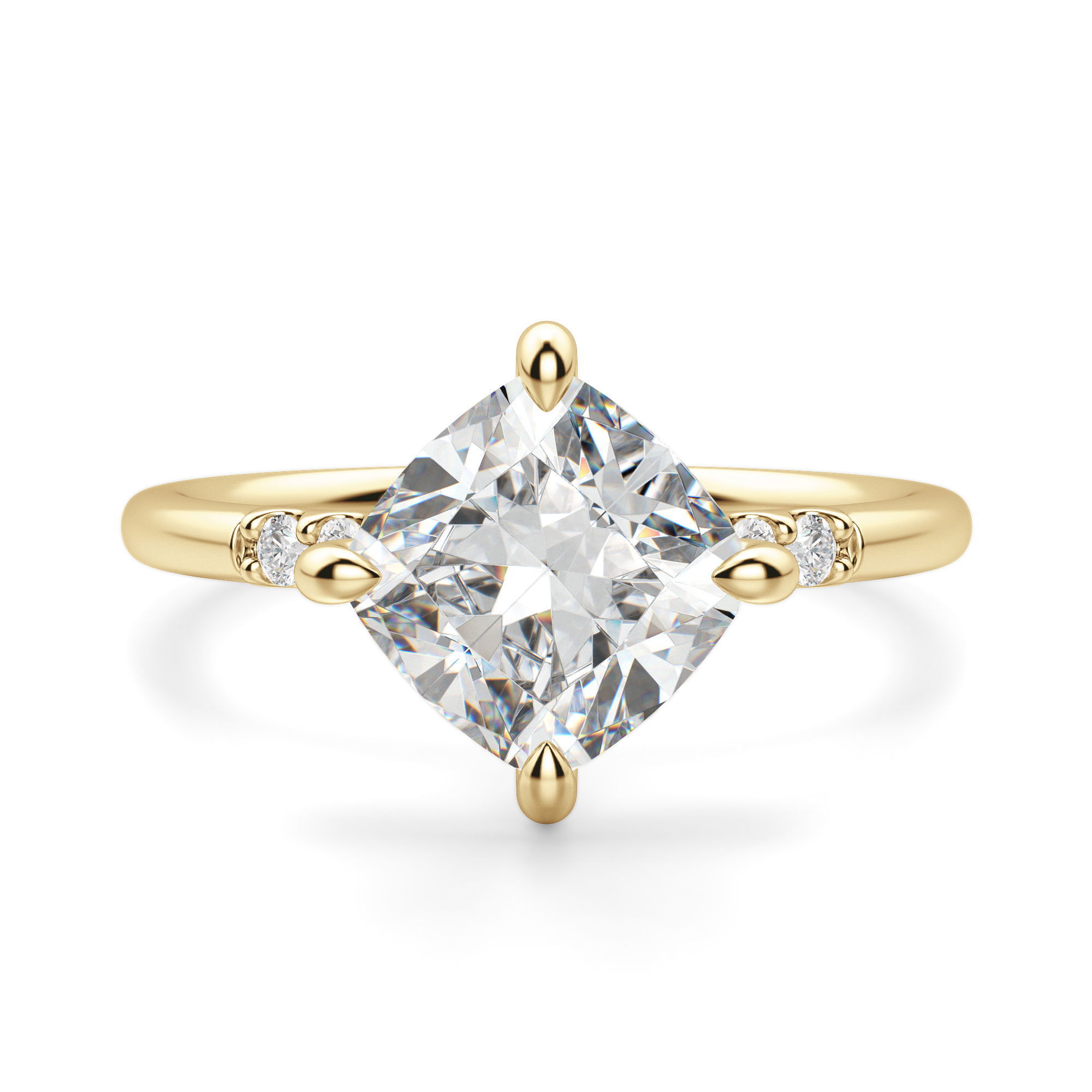Kite Set Accented Cushion Cut Engagement Ring