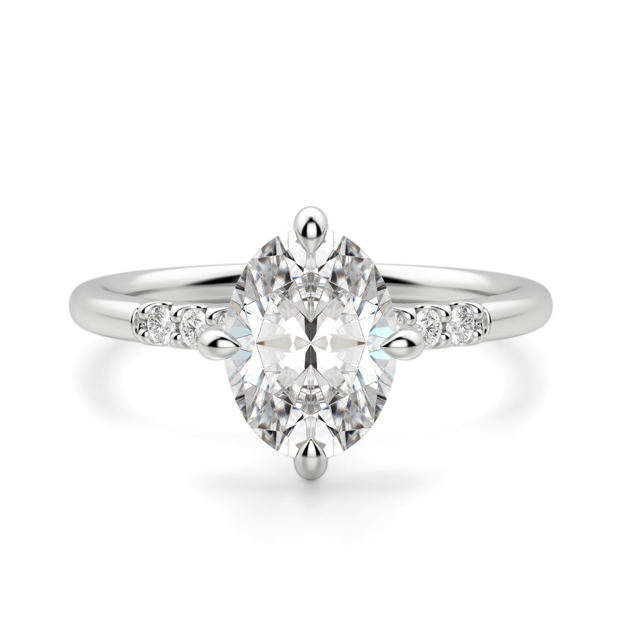 Kite Set Accented Oval Cut Engagement Ring