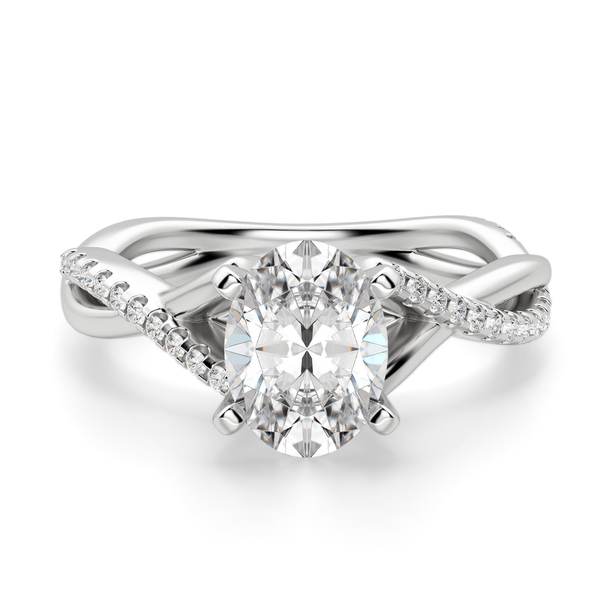 Twisted Accented Oval Cut Engagement Ring | Diamond Nexus