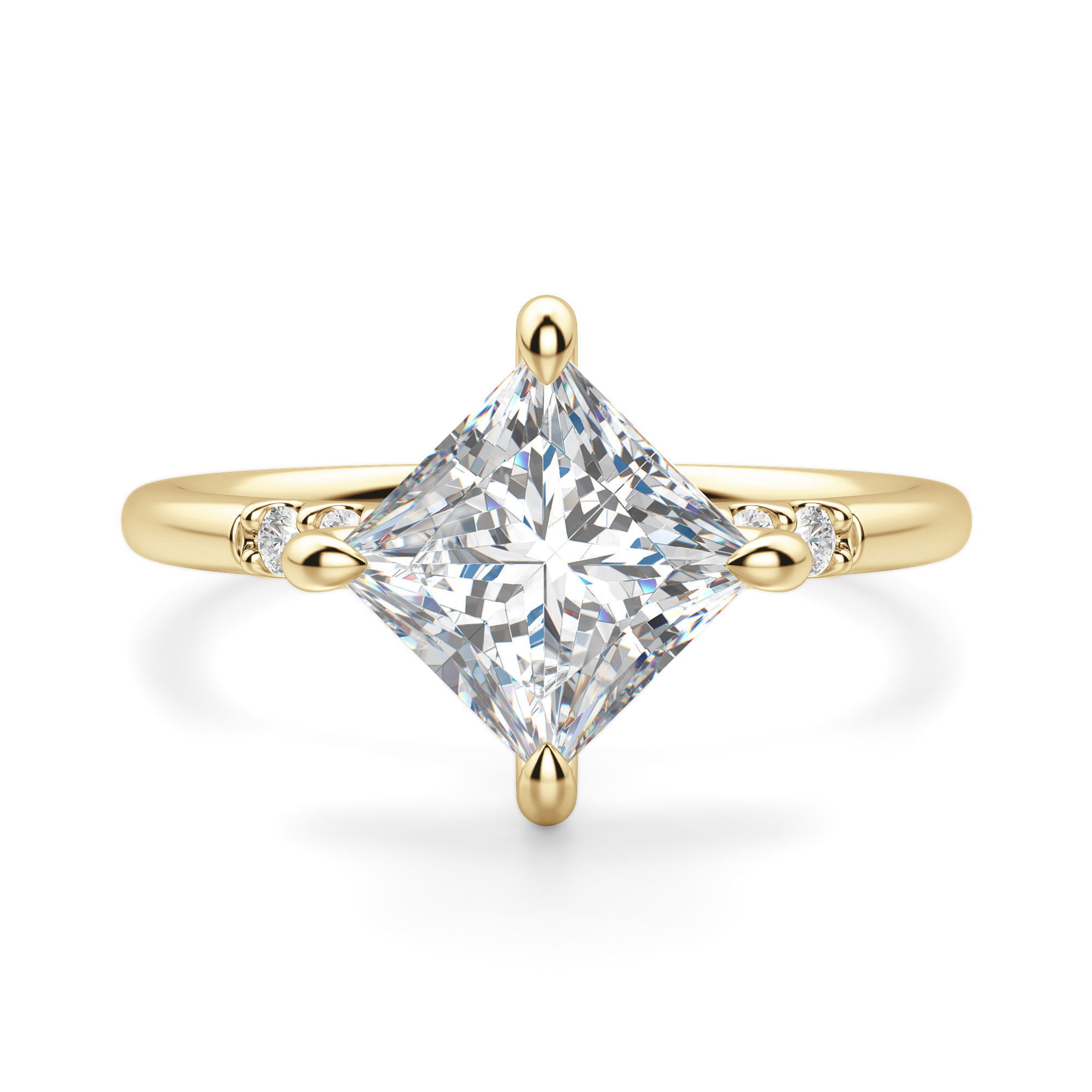 Kite Set Accented Princess Cut Engagement Ring