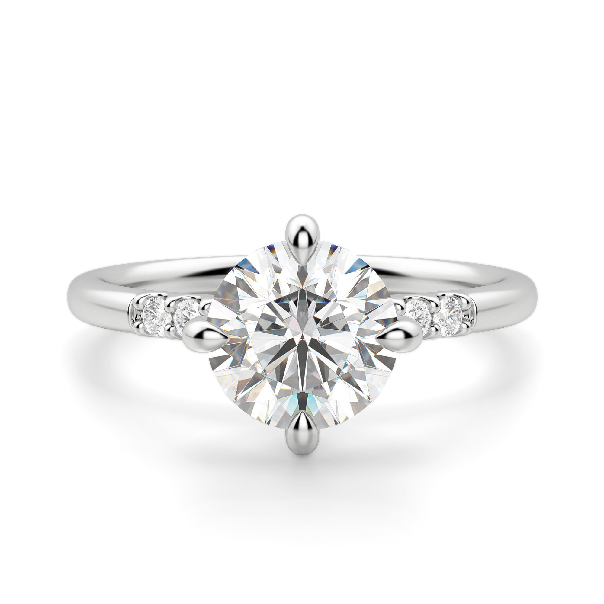 Kite Set Accented Round Cut Engagement Ring