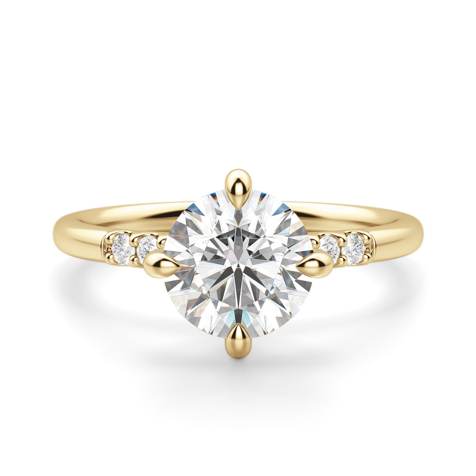 Kite Set Accented Round Cut Engagement Ring