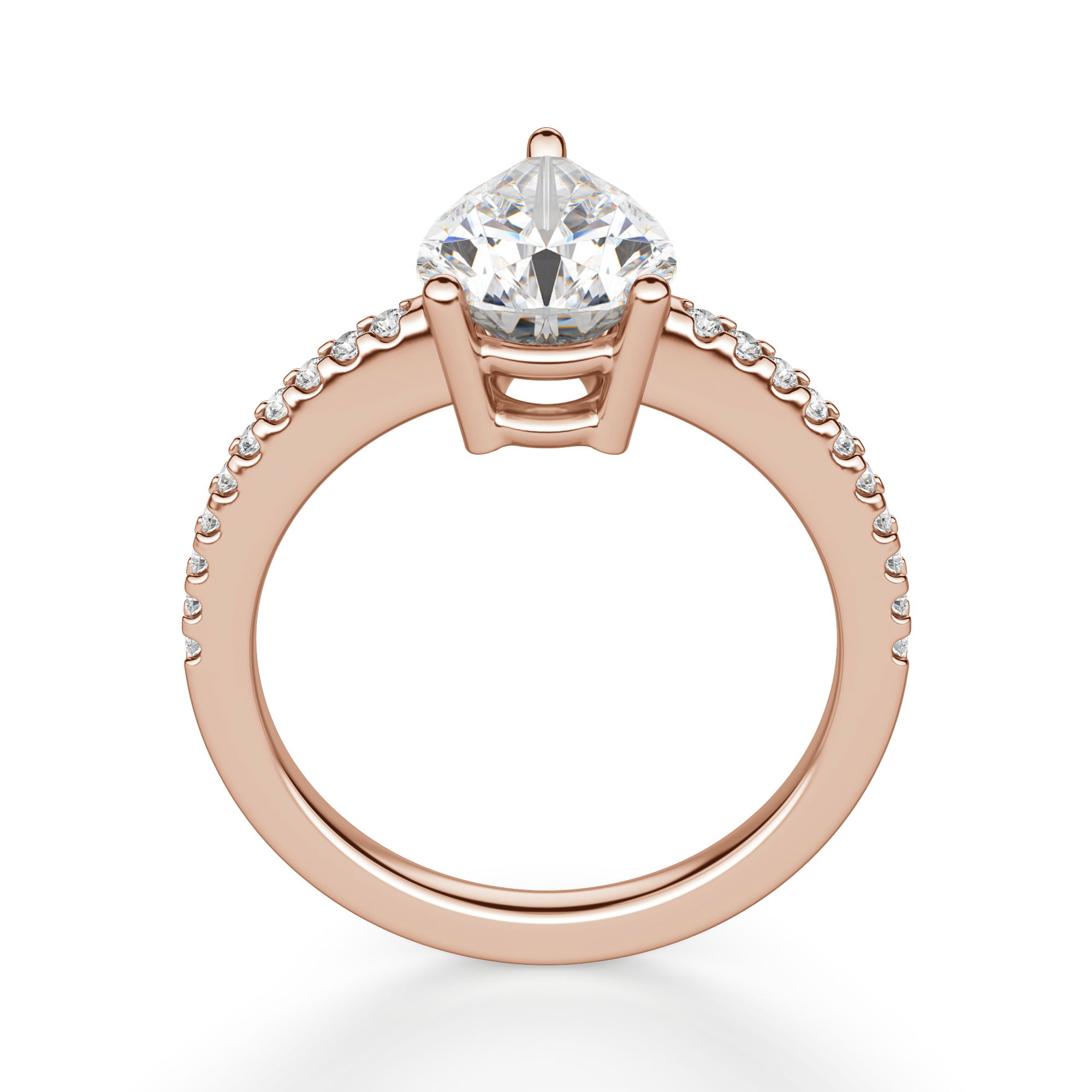 Basket Set Accented Pear Cut Engagement Ring