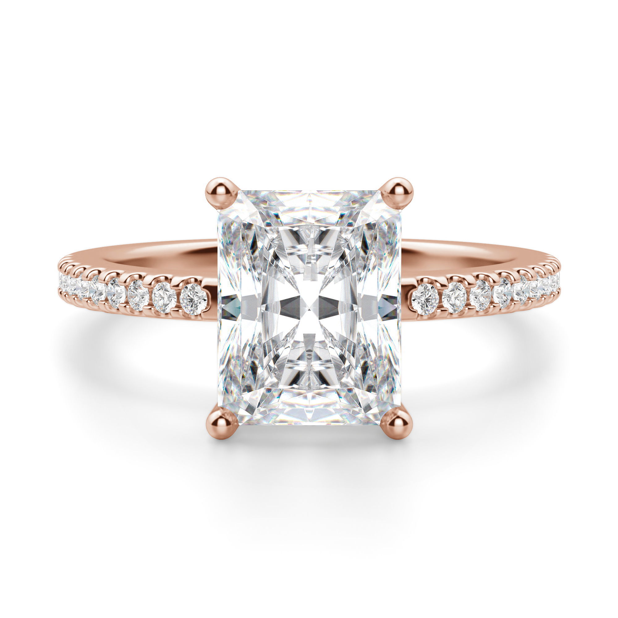 Basket Set Accented Radiant Cut Engagement Ring