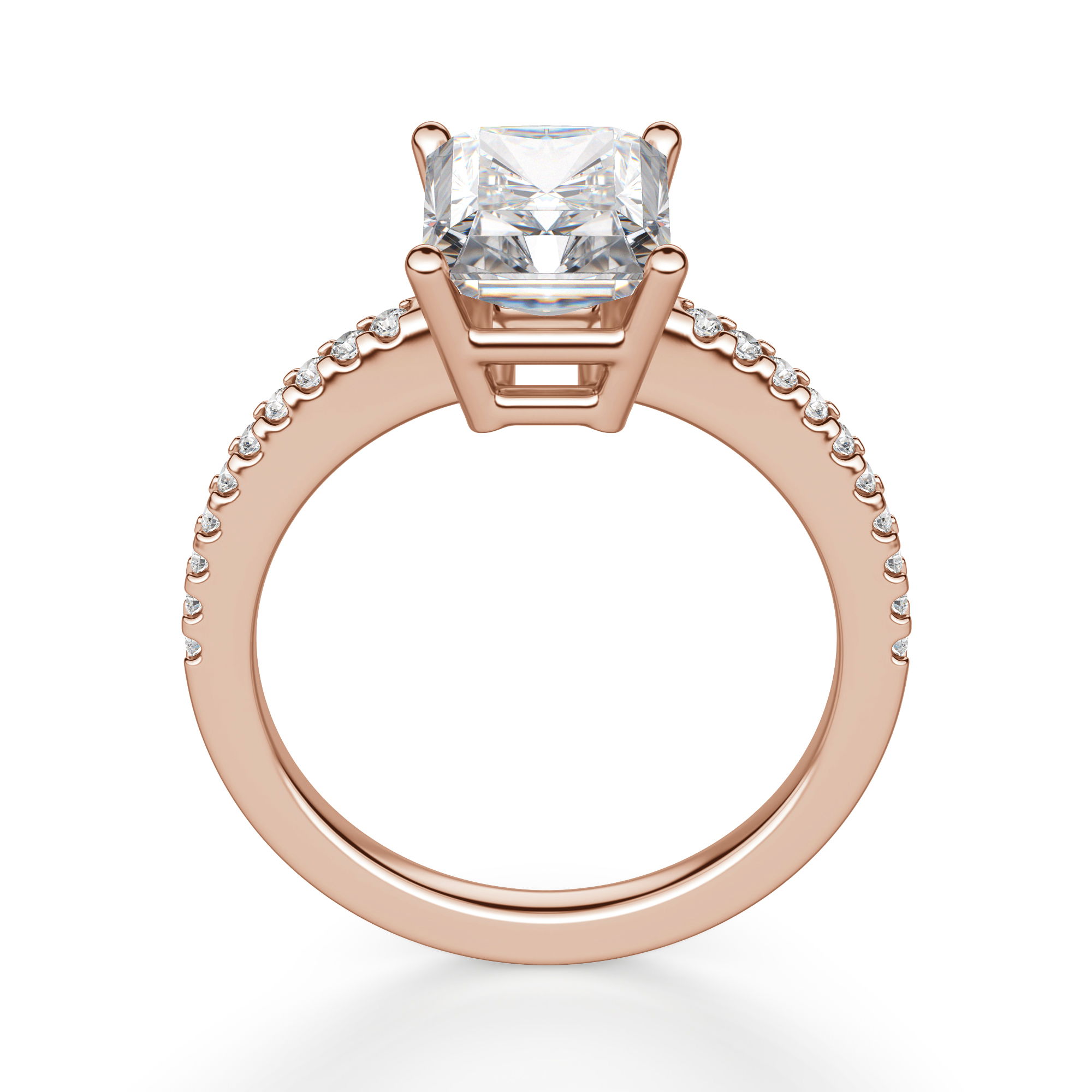 Basket Set Accented Radiant Cut Engagement Ring