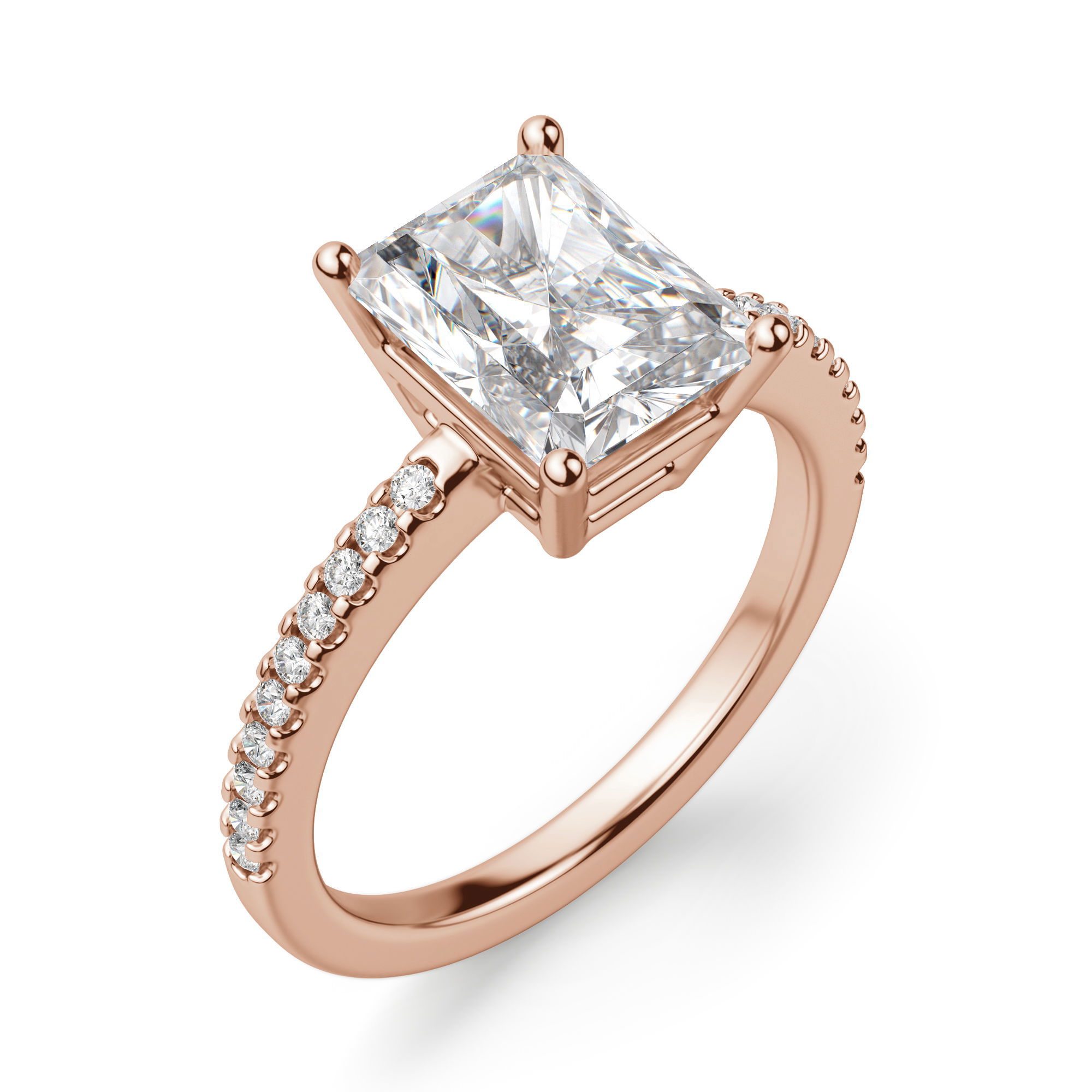 Basket Set Accented Radiant Cut Engagement Ring