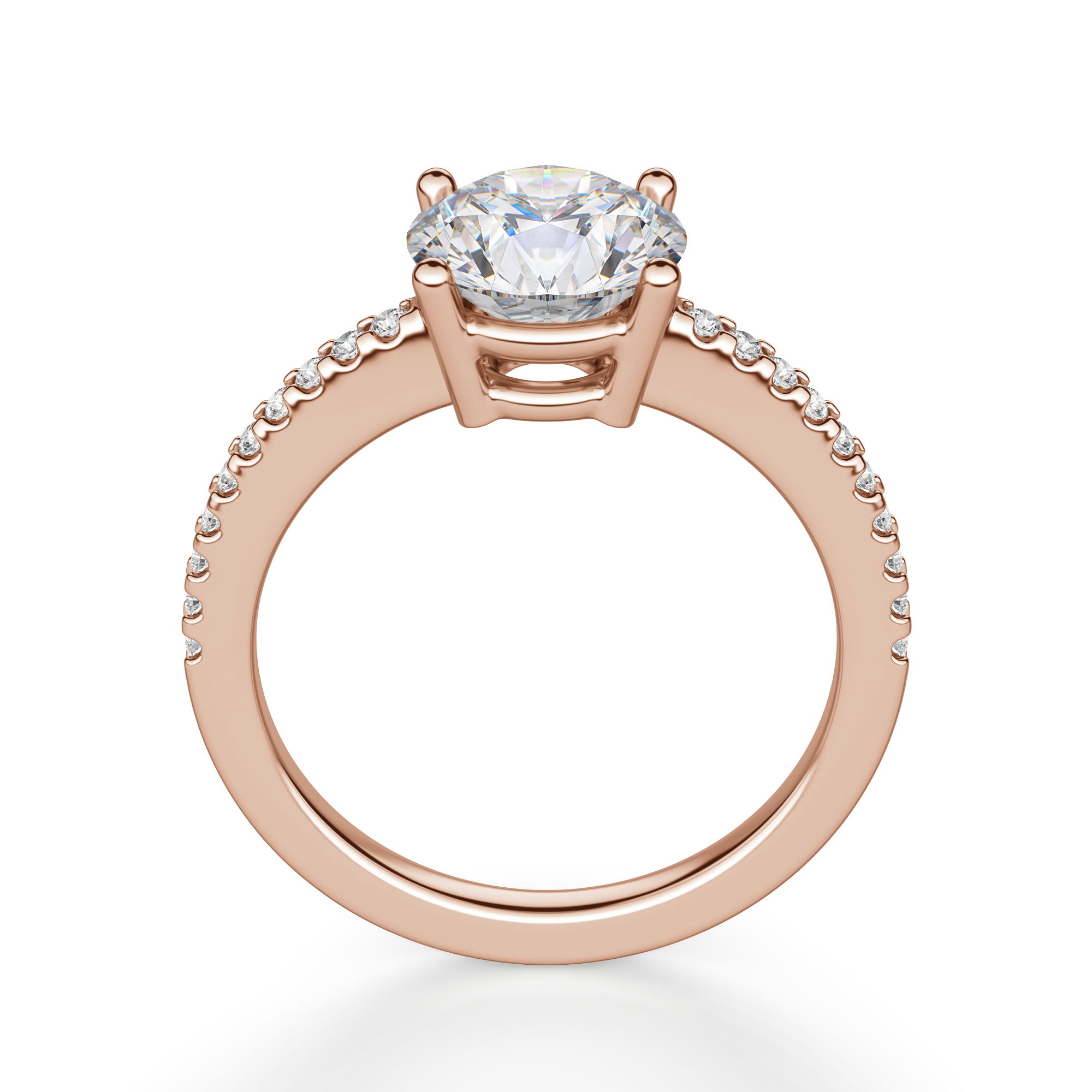 Basket Set Accented Round Cut Engagement Ring