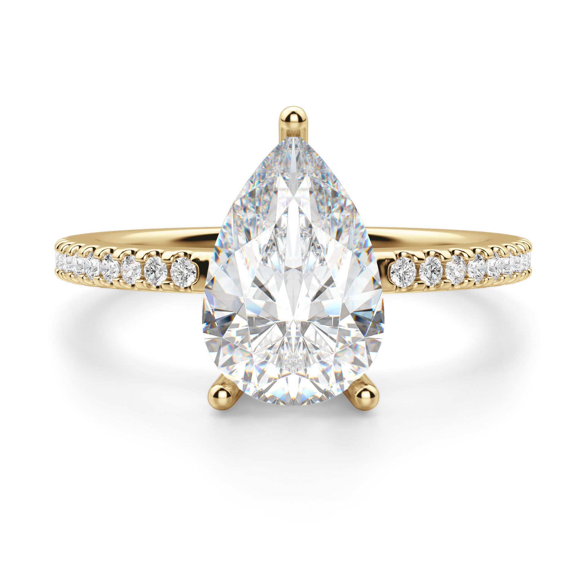 Basket Set Accented Pear Cut Engagement Ring