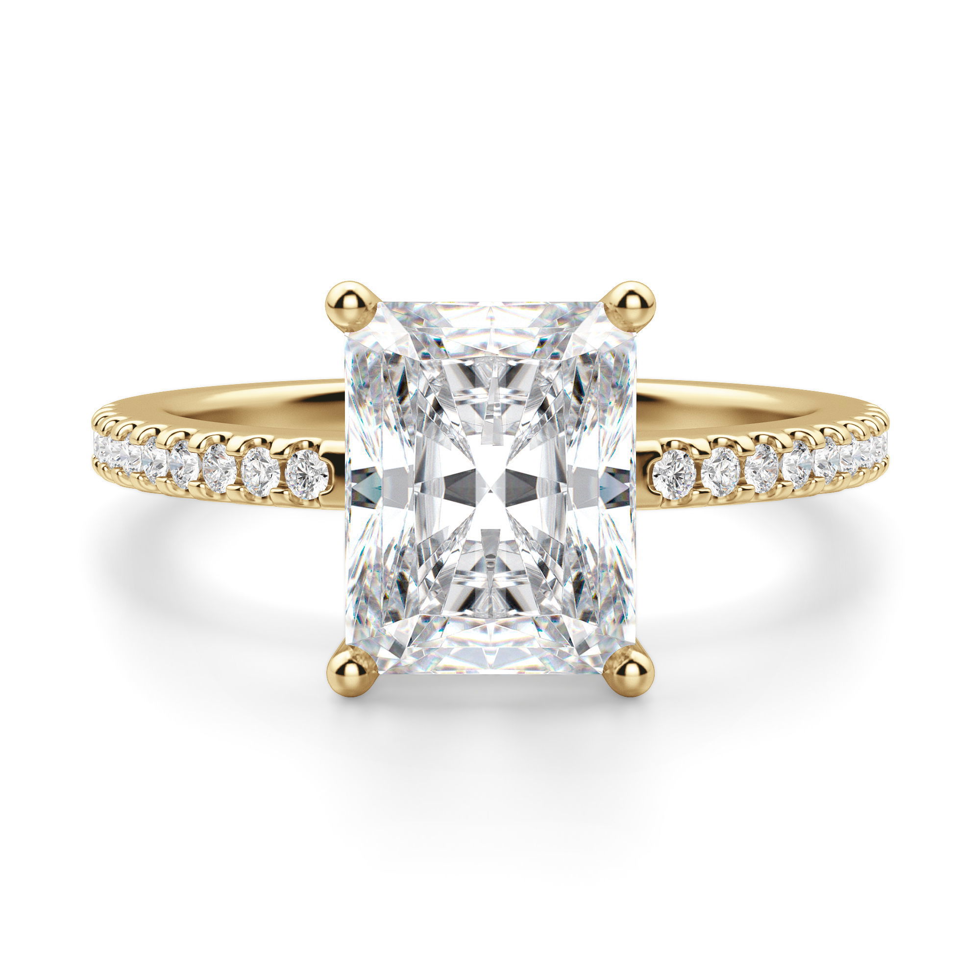 Basket Set Accented Radiant Cut Engagement Ring