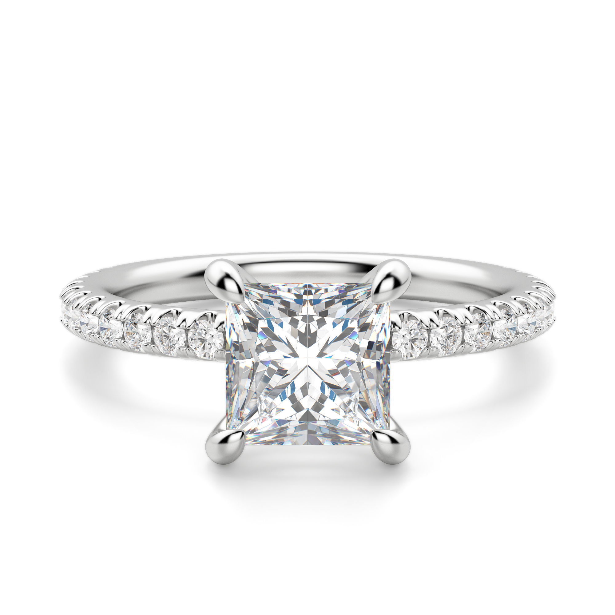 Arezzo Accented Princess Cut Engagement Ring