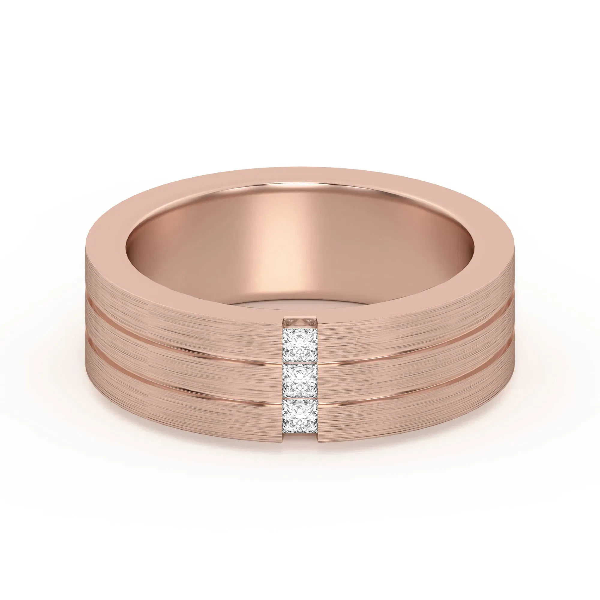 Princess Vertical Channel Wedding Band