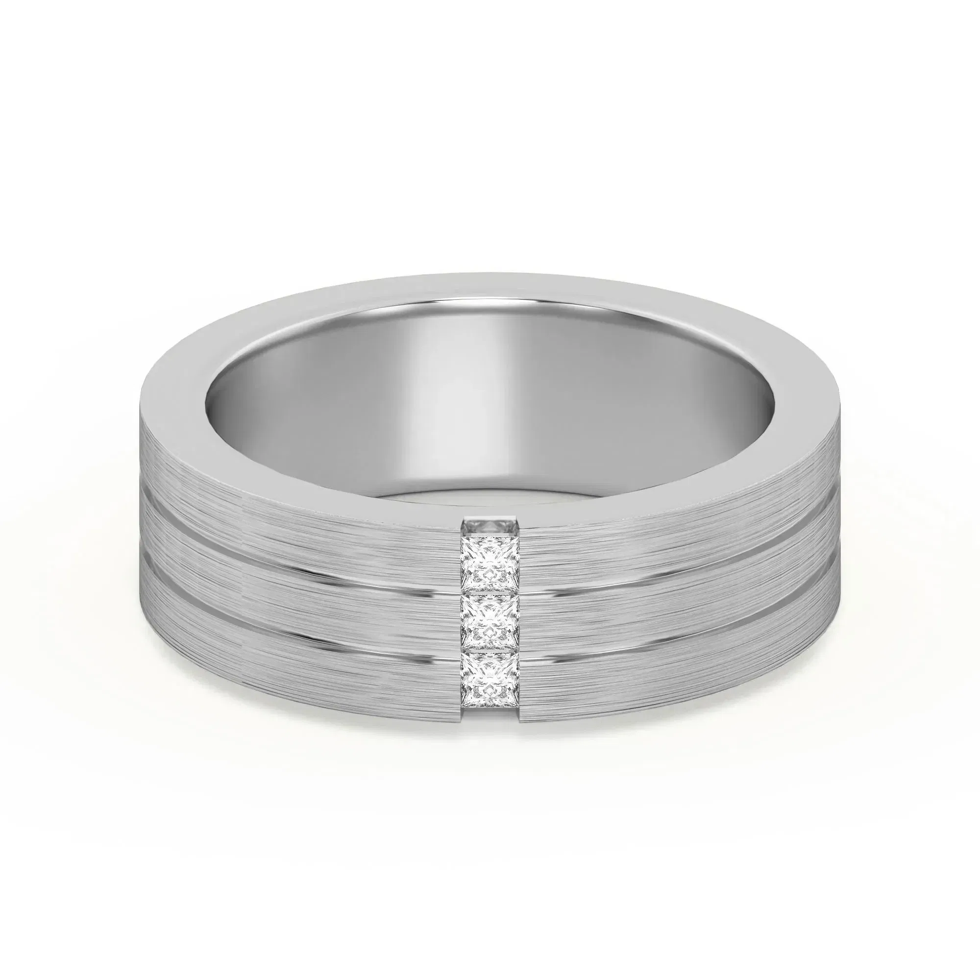 Princess Vertical Channel Wedding Band