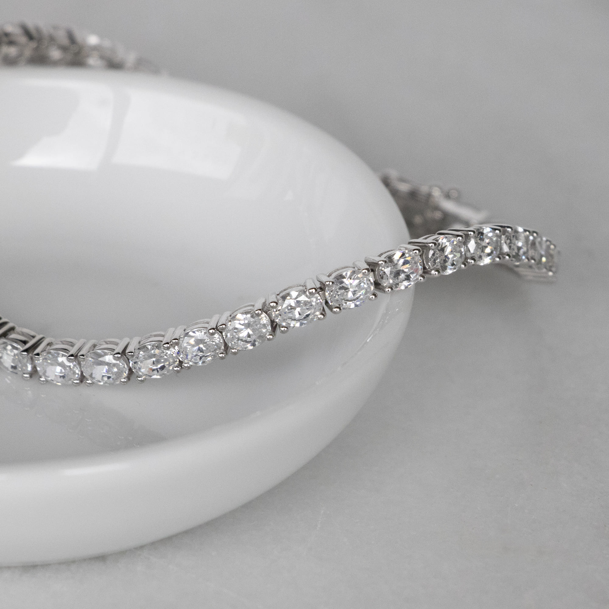 an oval tennis bracelet