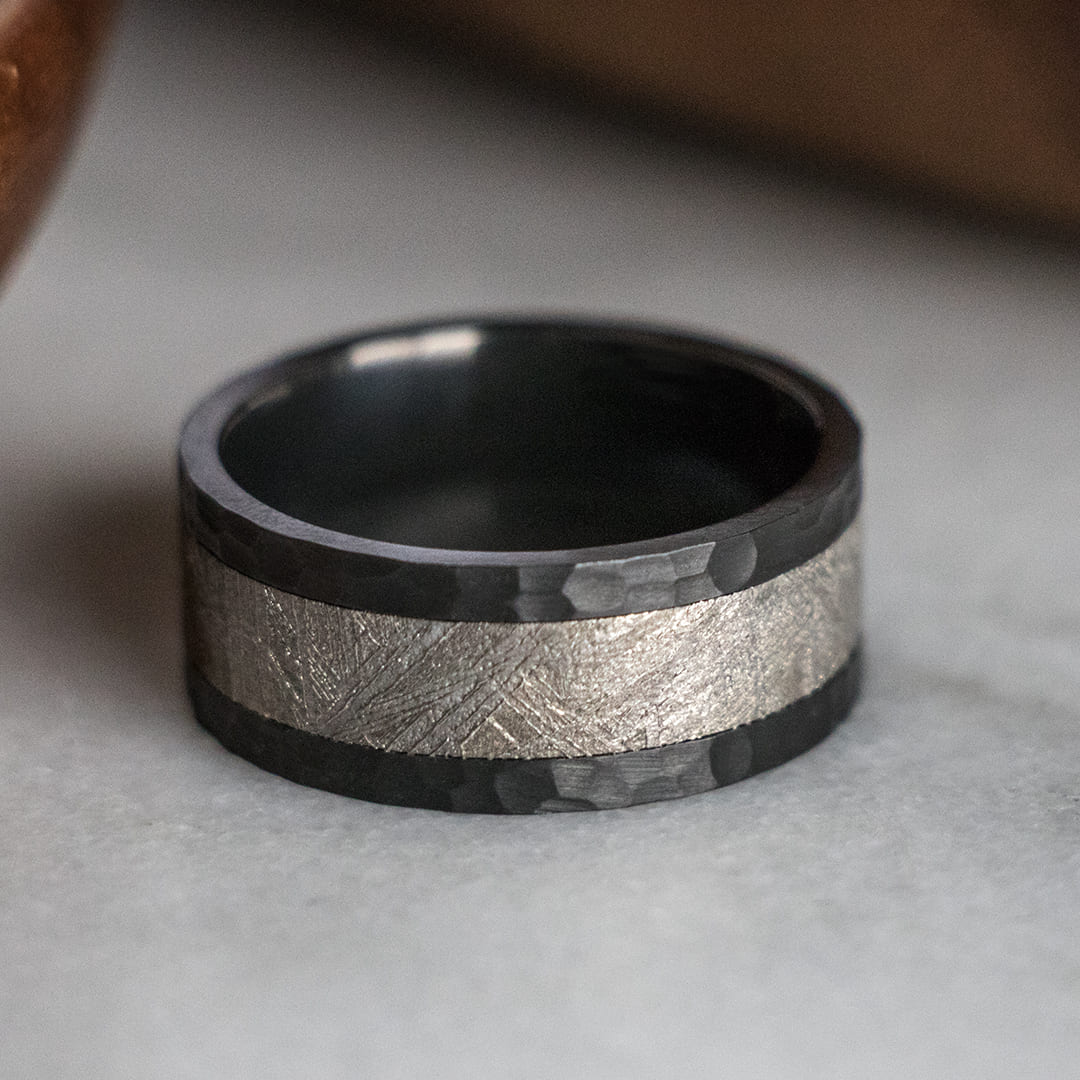 Meteorite men's ring