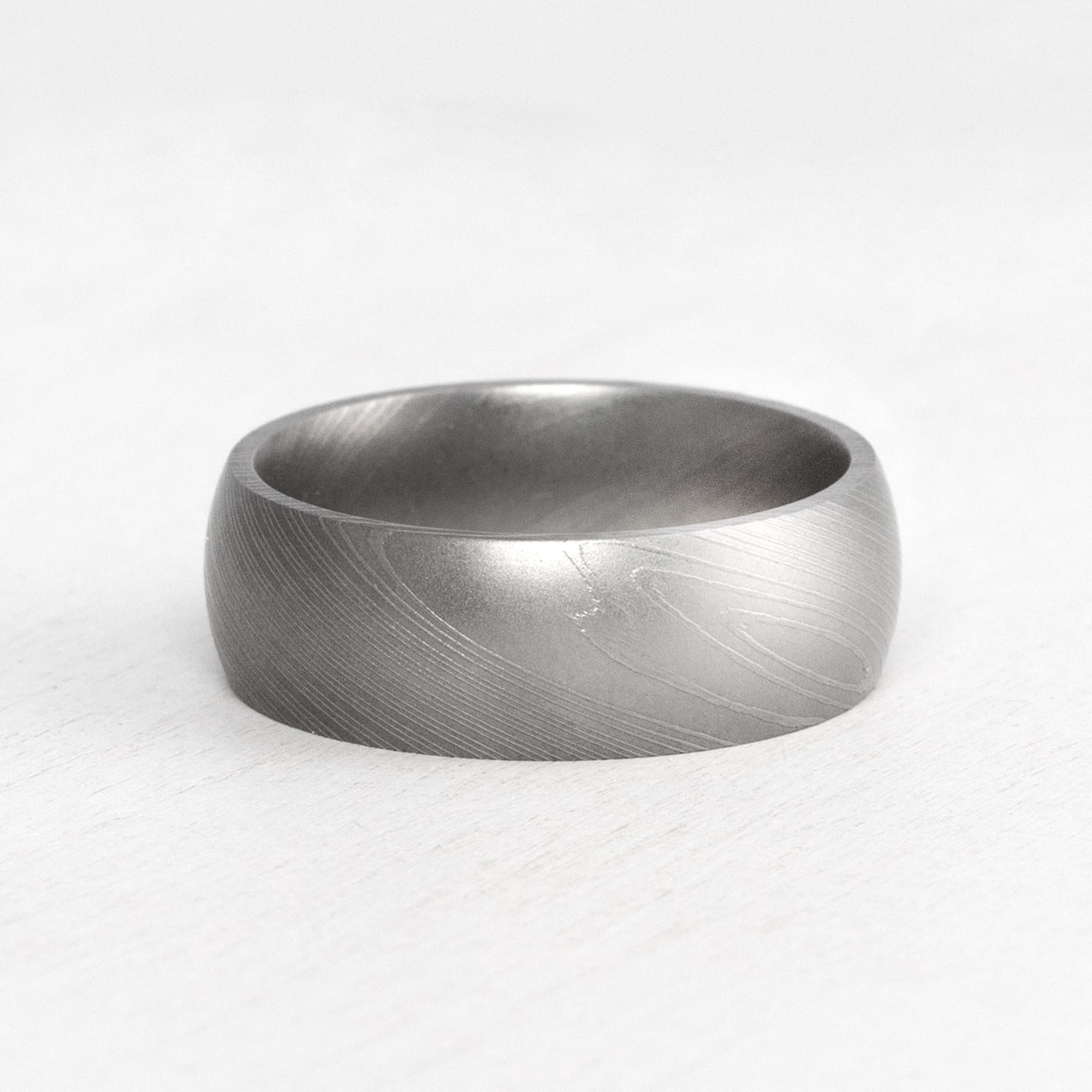 wedding band made of damascus steel