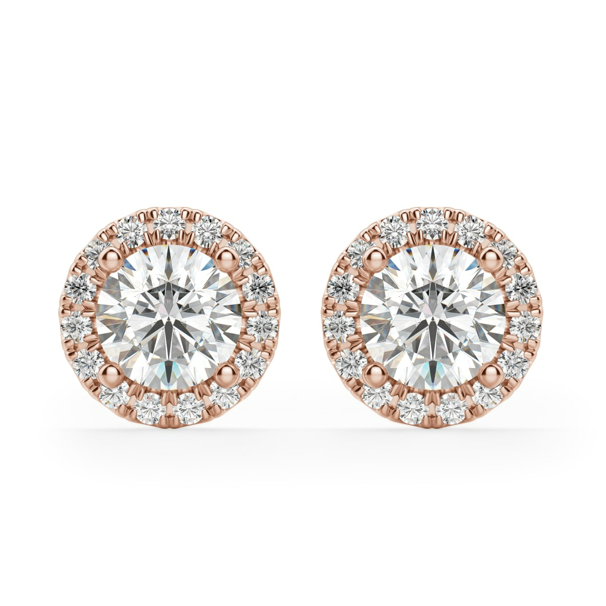 Round Cut Halo Stud Earrings