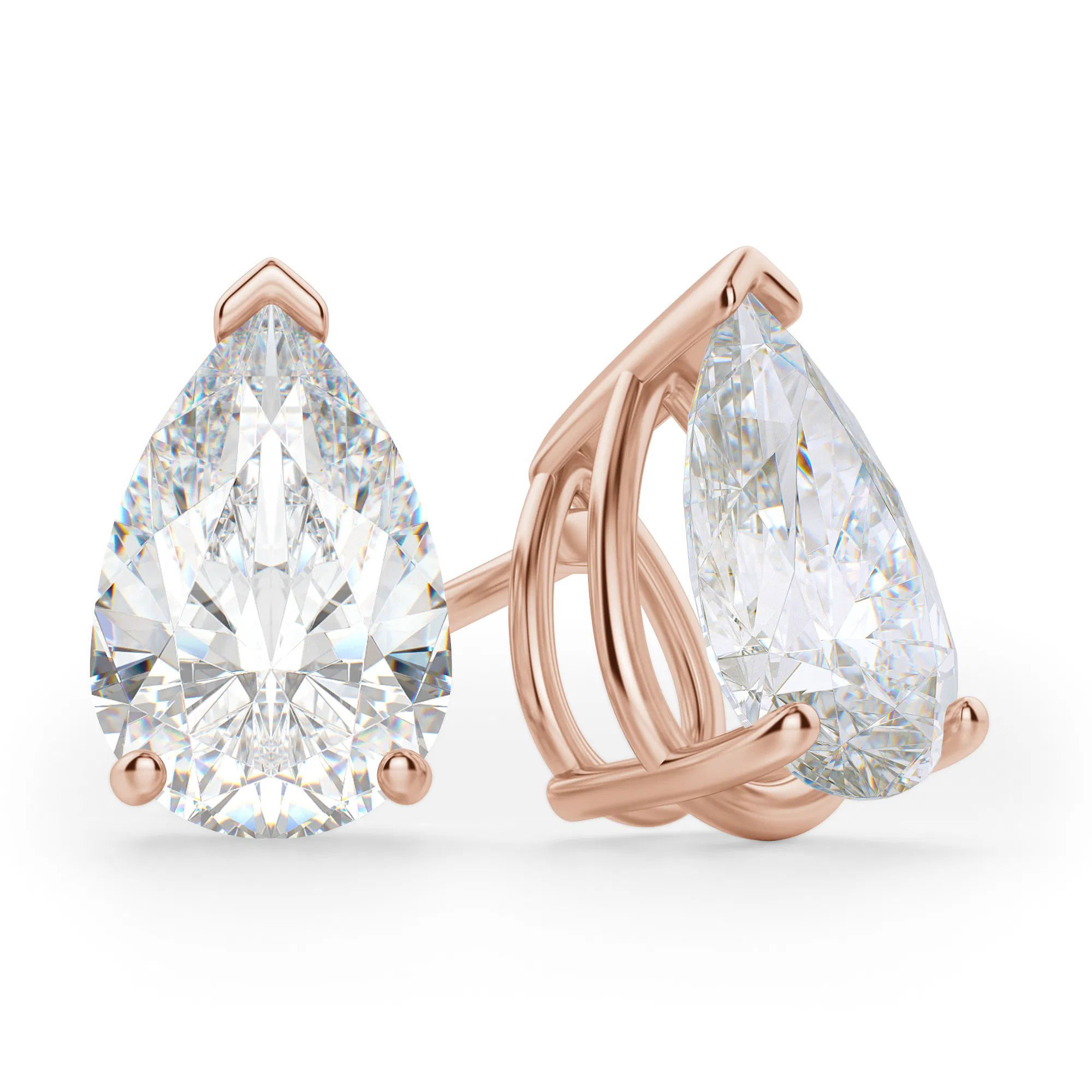 Pear Cut Cut Stud Earrings Tension Back Basket Set