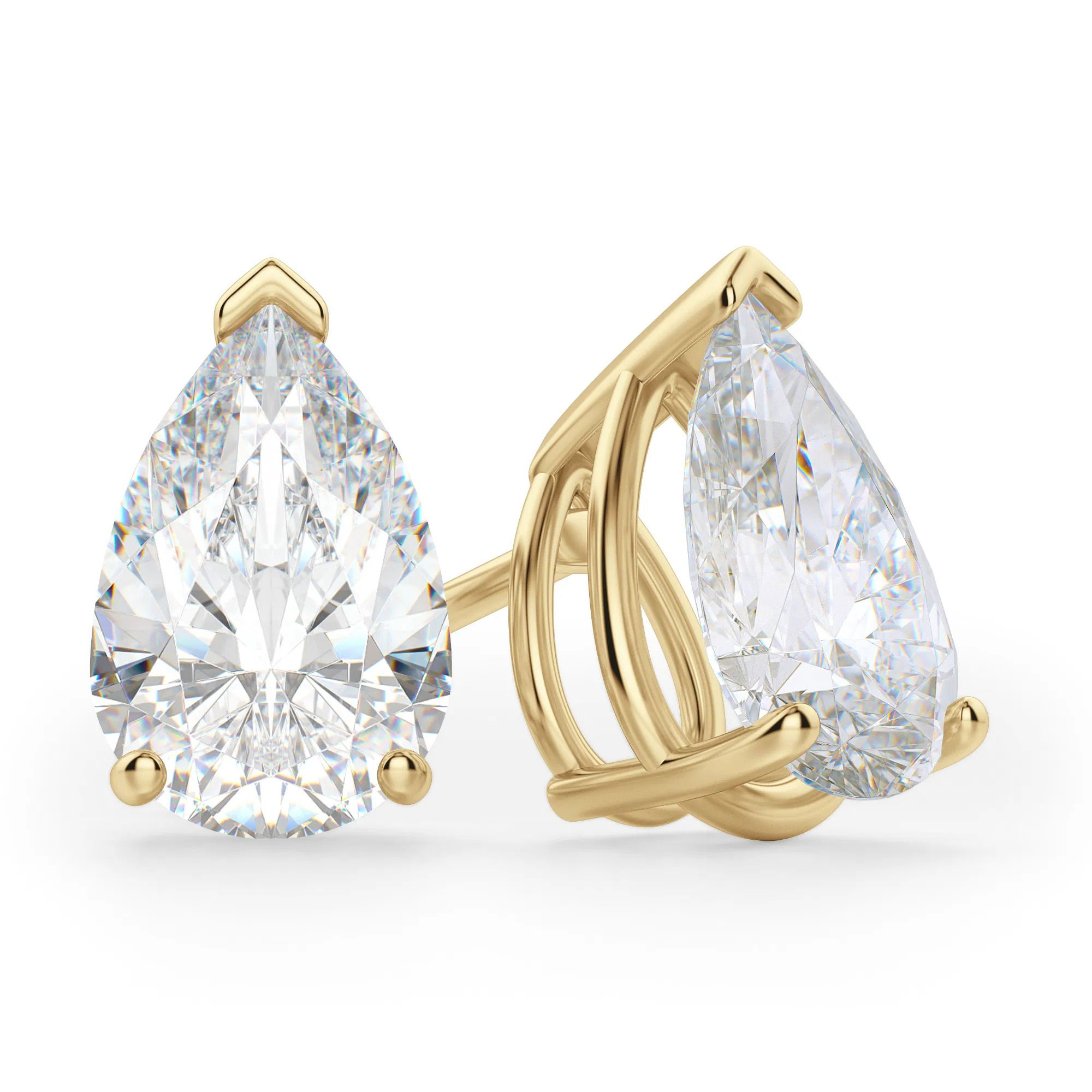 Pear Cut Cut Stud Earrings Tension Back Basket Set