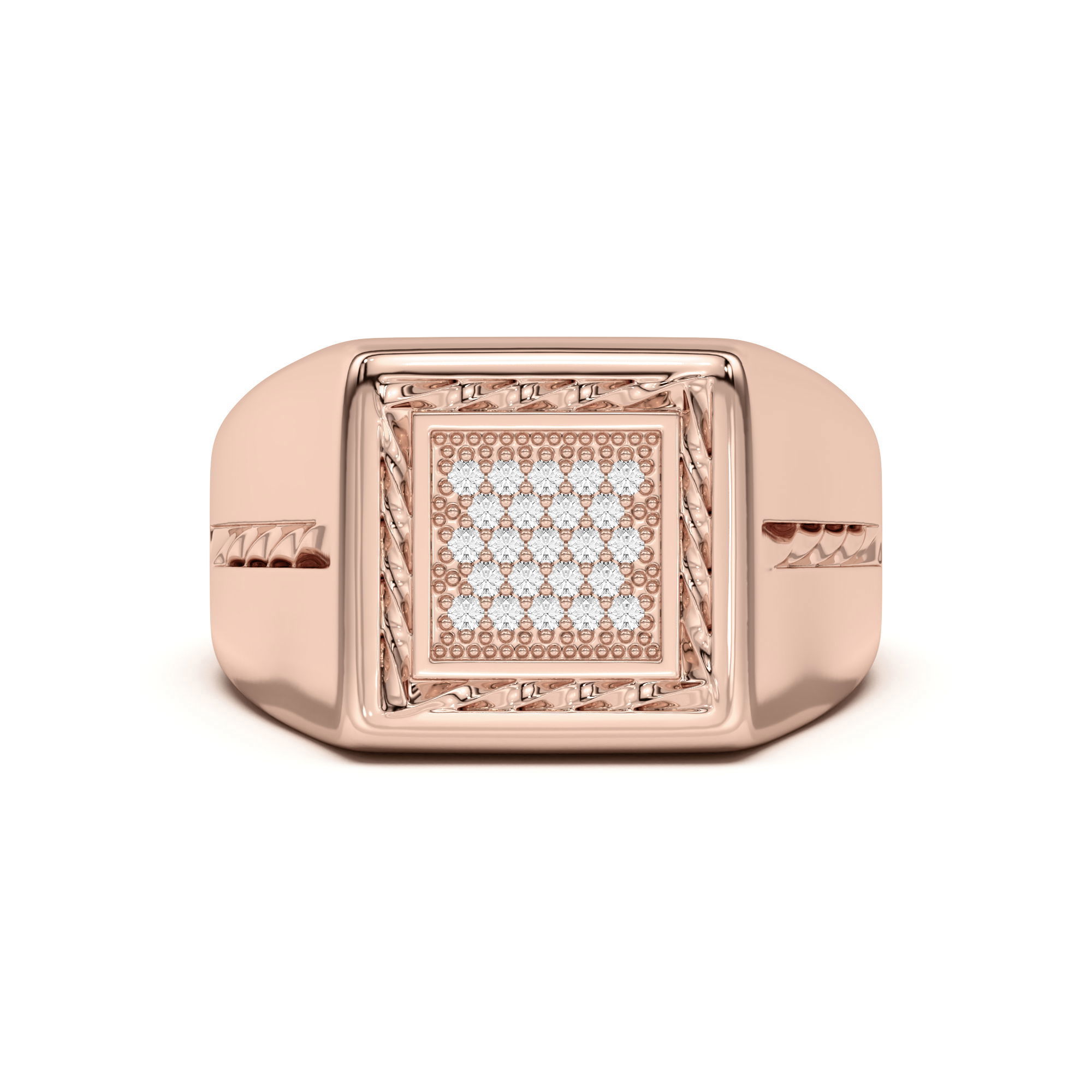Men's Square Shaped Rope Effect Comfort Fit Ring