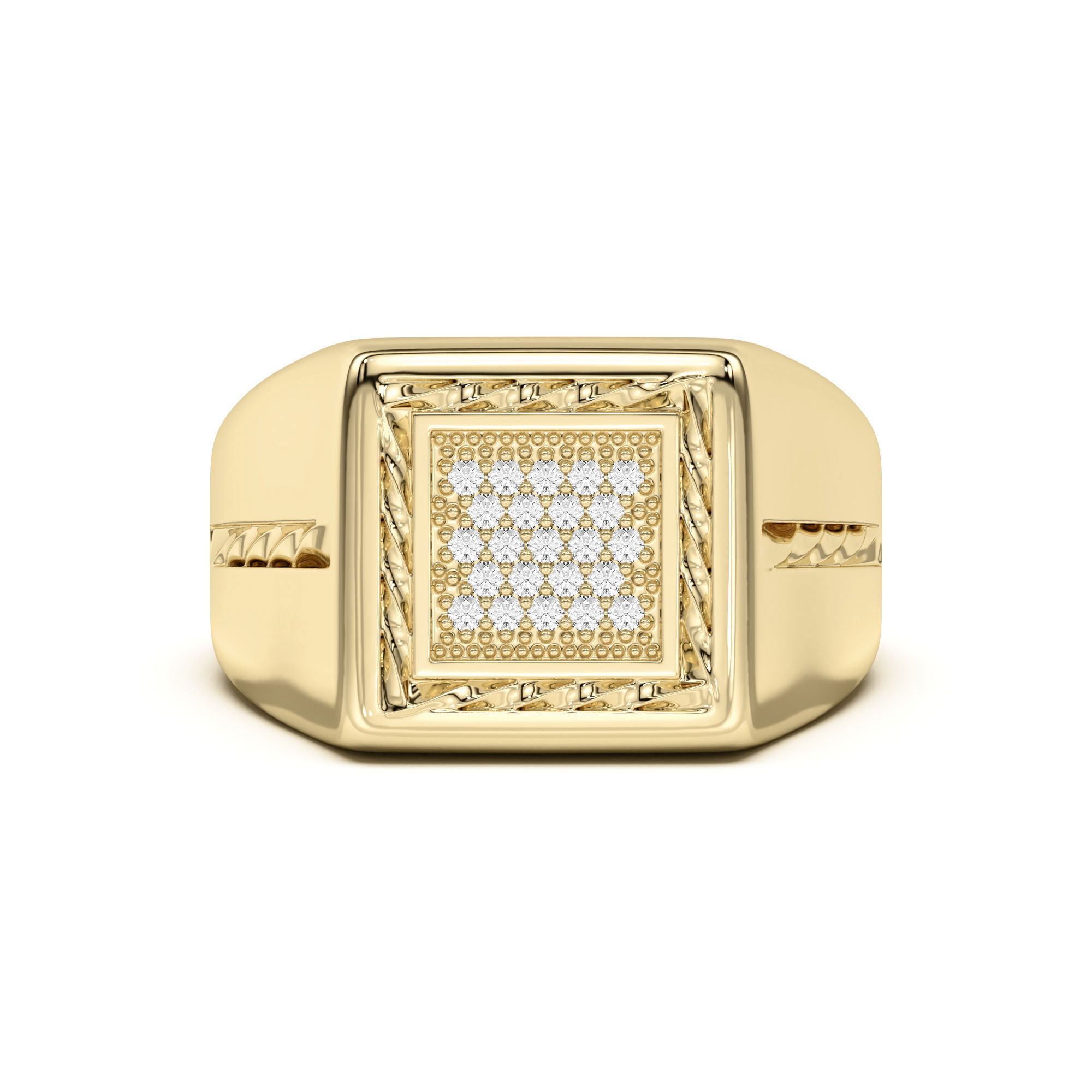 Men's Square Shaped Rope Effect Comfort Fit Ring