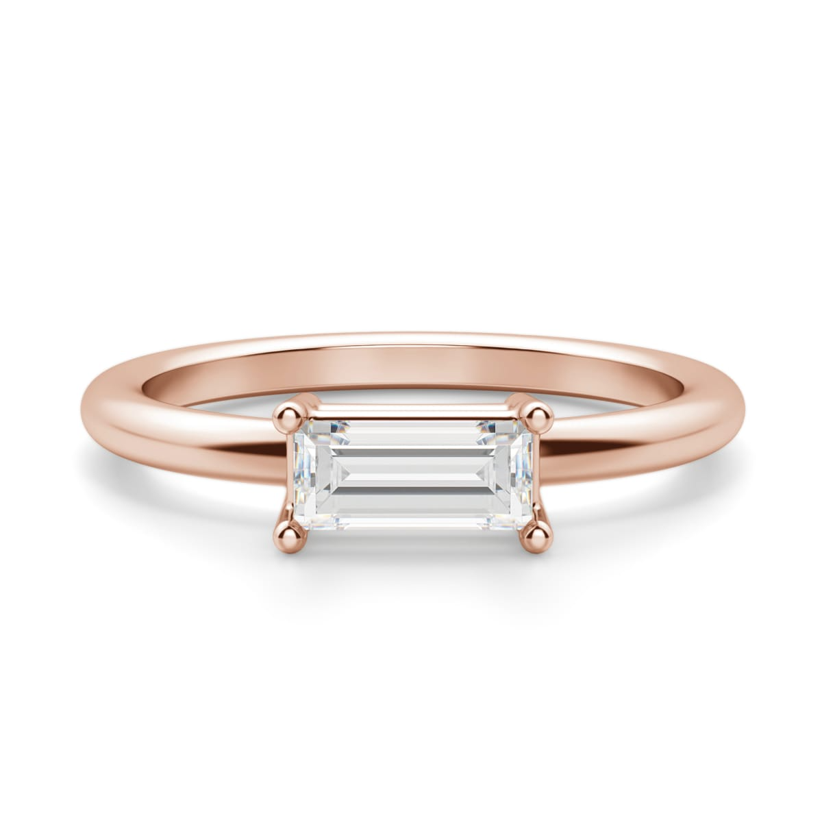 East-West Classic Basket Straight Baguette Cut Ring