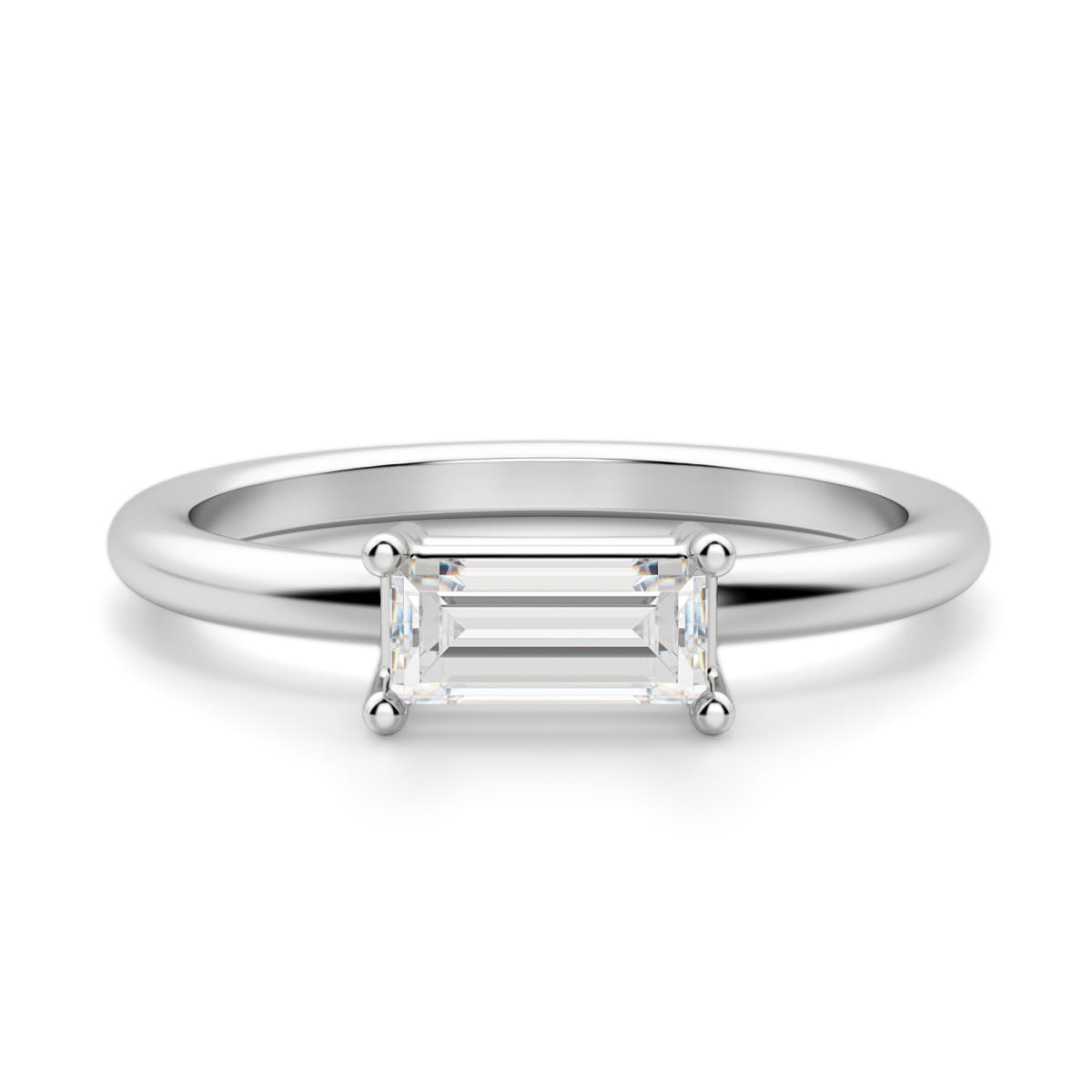 East-West Classic Basket Straight Baguette Cut Ring
