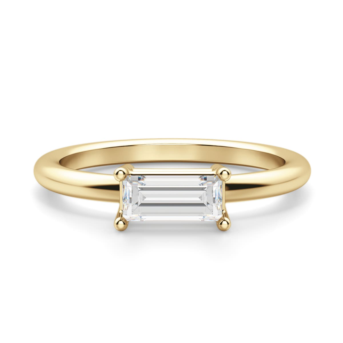 East-West Classic Basket Straight Baguette Cut Ring