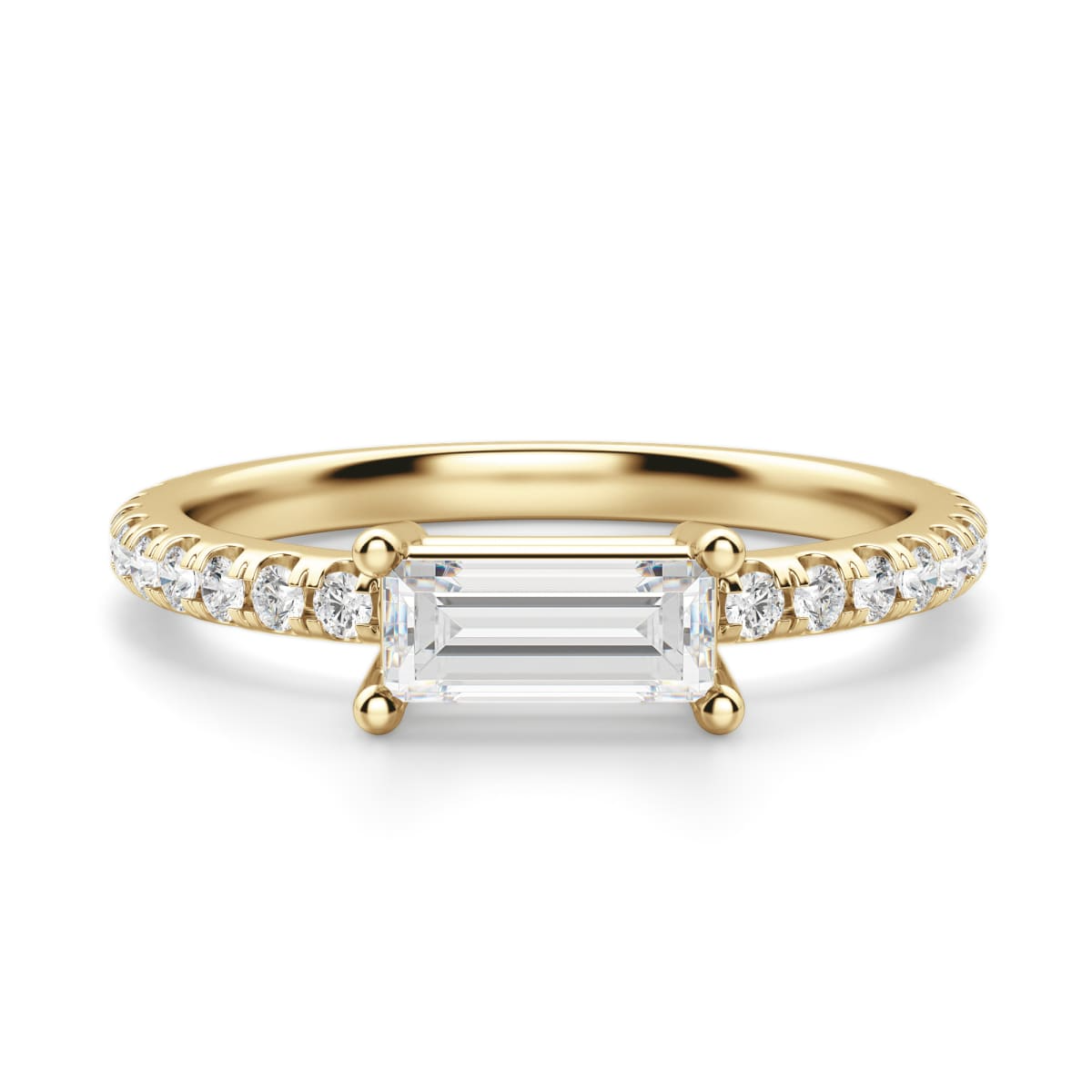 East-West Accented Basket Straight Baguette Cut Ring