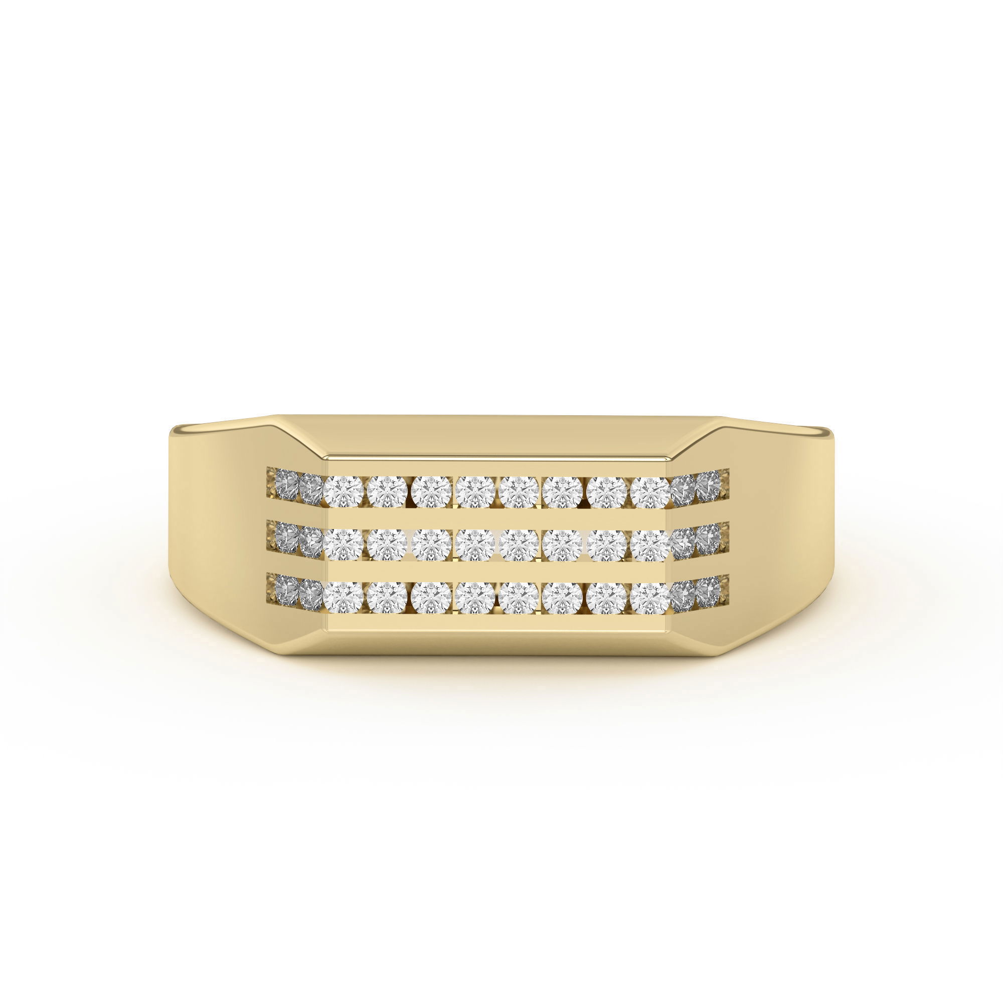 Men's Three Row Channel Set Ring