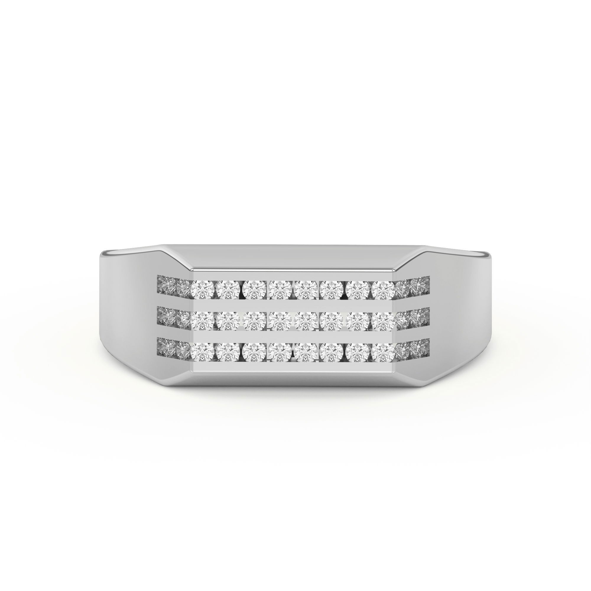 Men's Three Row Channel Set Ring