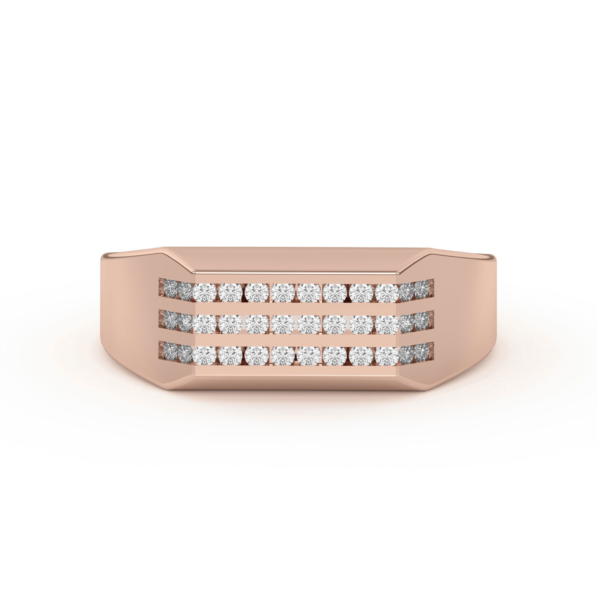 Men's Three Row Channel Set Ring
