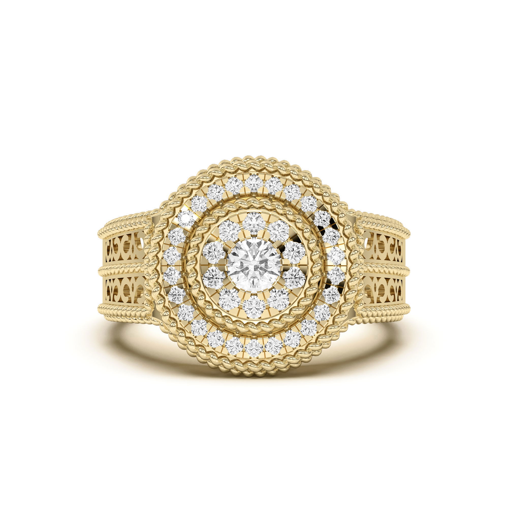 Men's Rope Effect Round Shaped Comfort Fit Fancy Ring