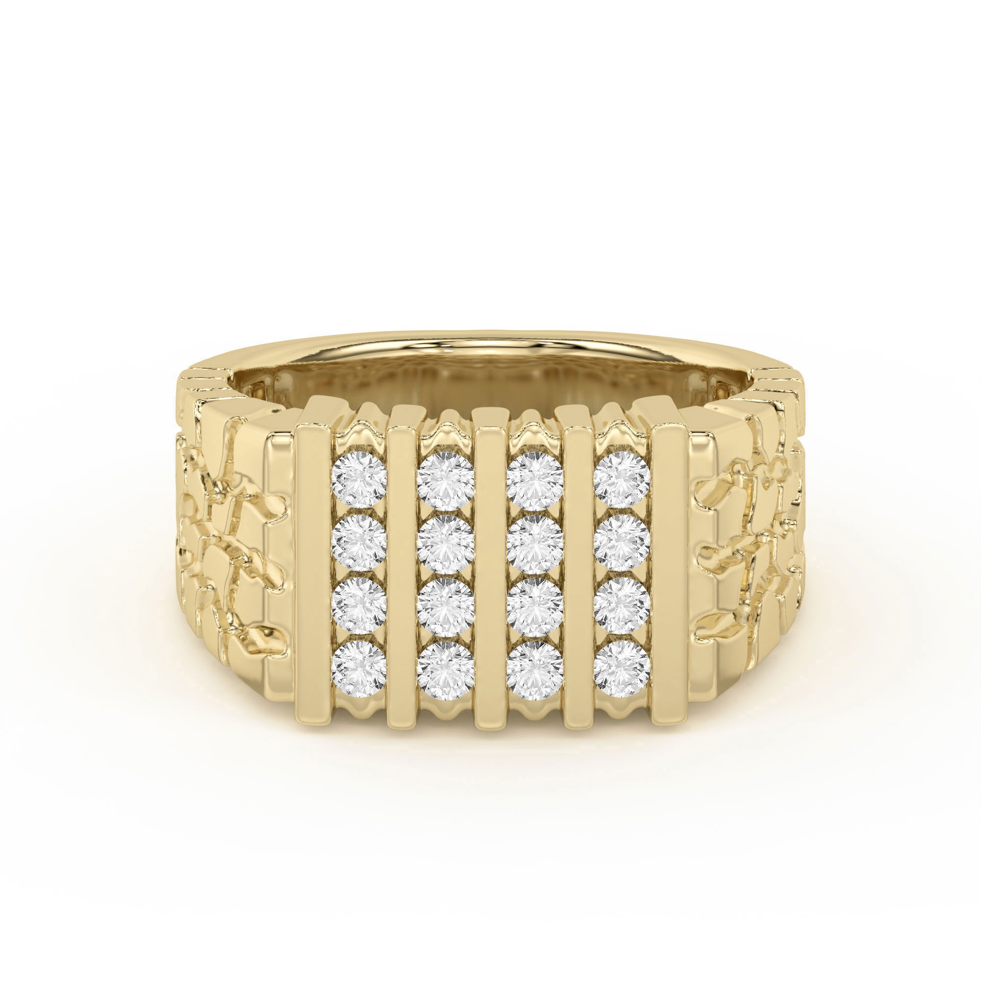Men's Four Row Comfort Fit Channel Set Ring