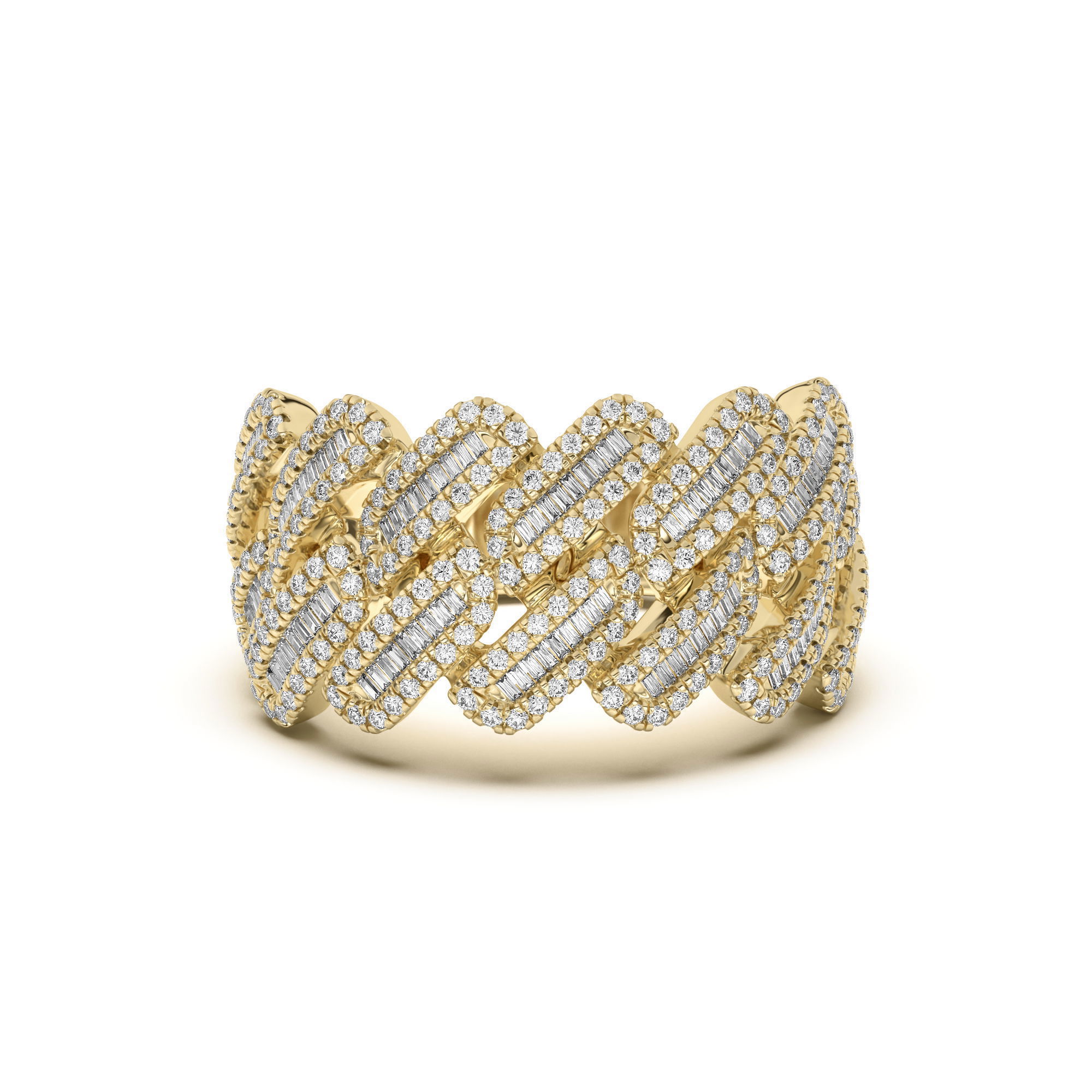 Men's Curb Link Baguette and Round Stones Ring