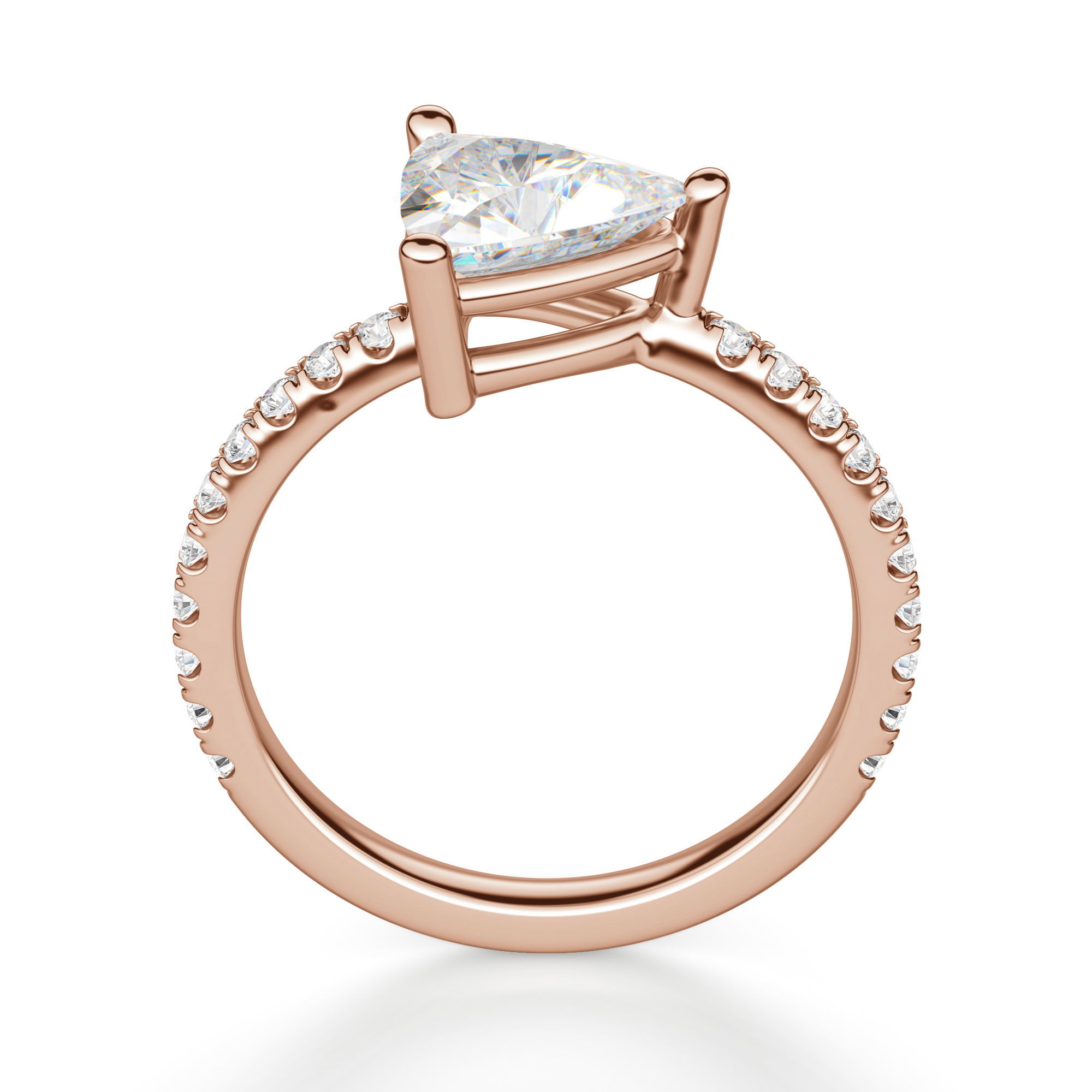 East-West Accented Basket Trillion Cut Engagement Ring