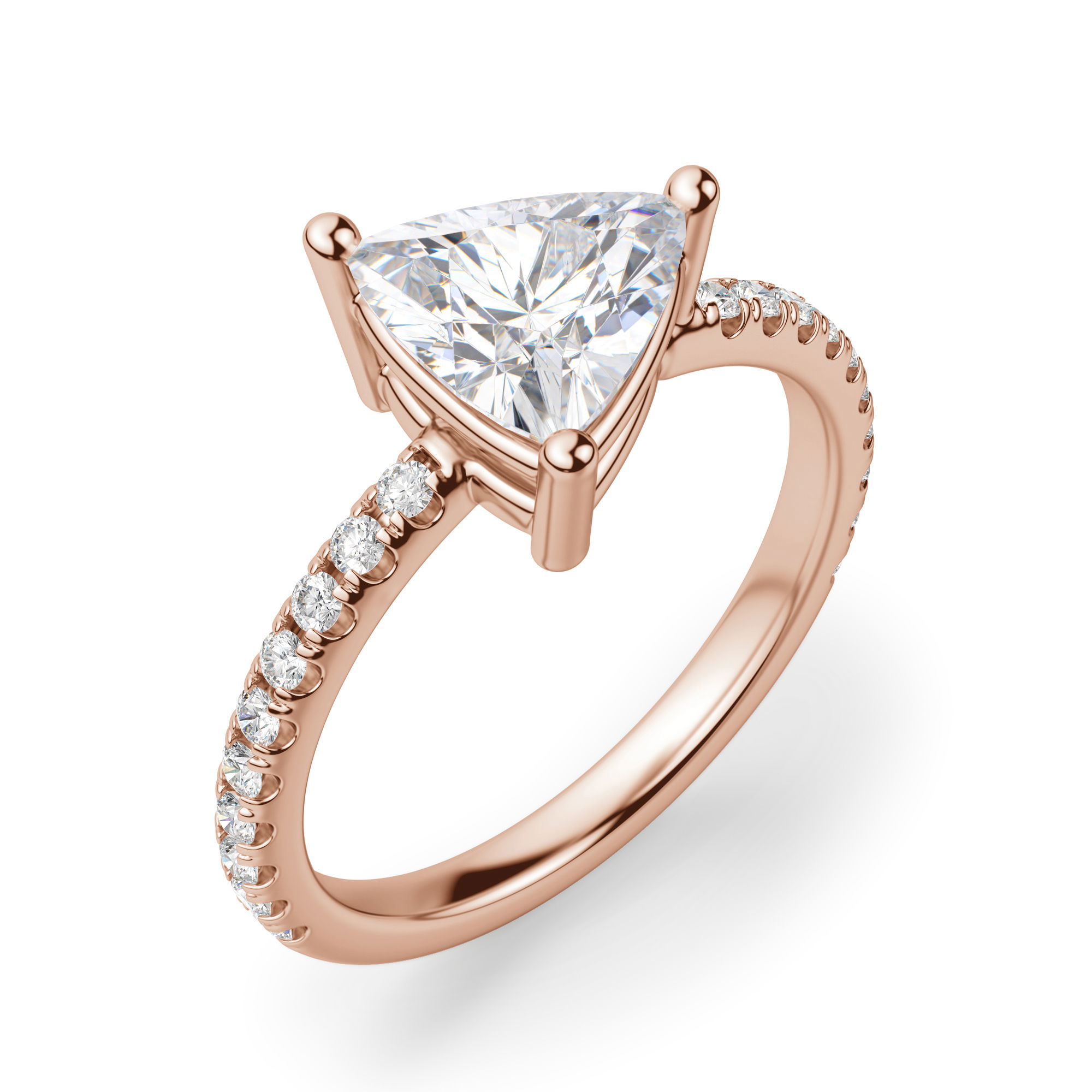 East-West Accented Basket Trillion Cut Engagement Ring