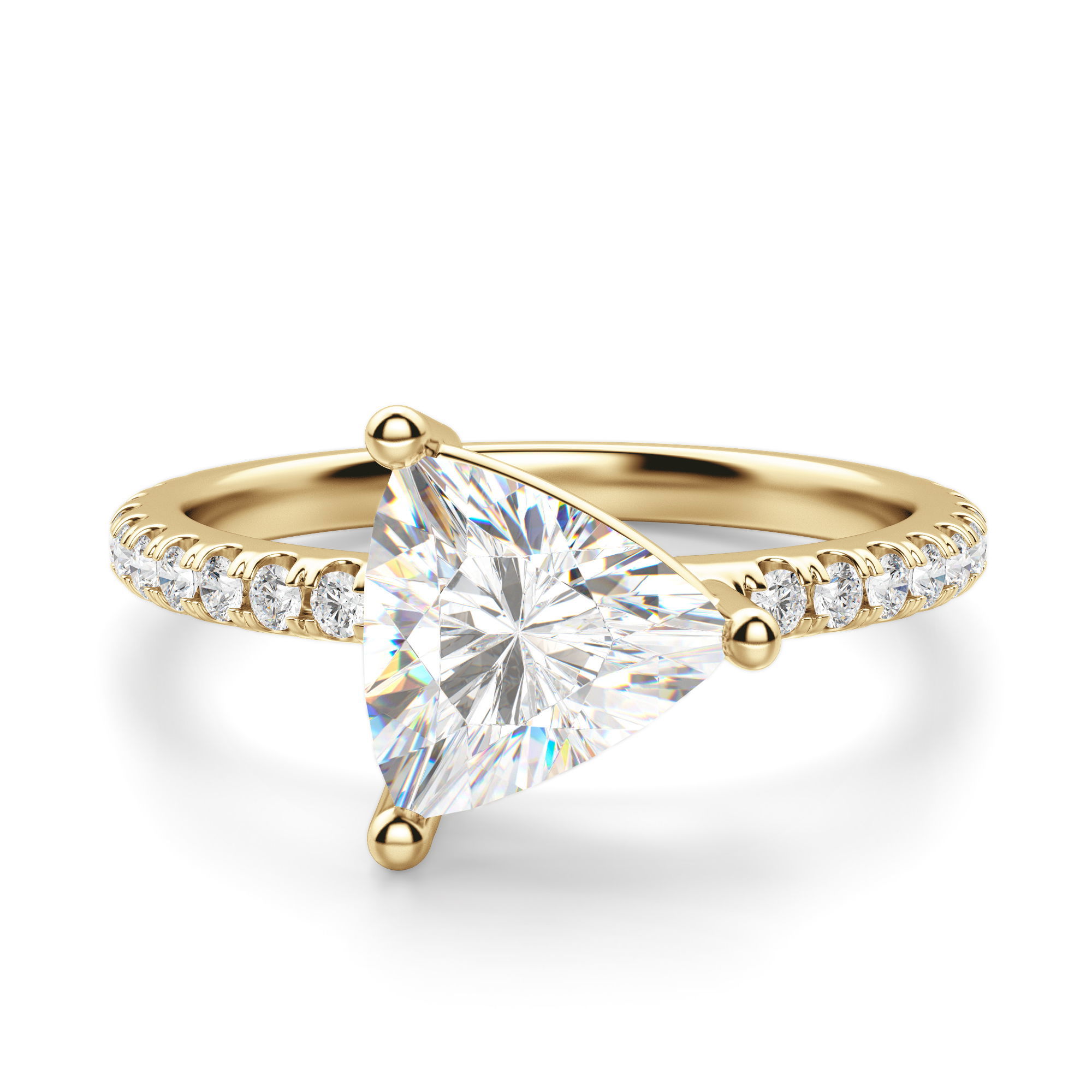 East-West Accented Basket Trillion Cut Engagement Ring