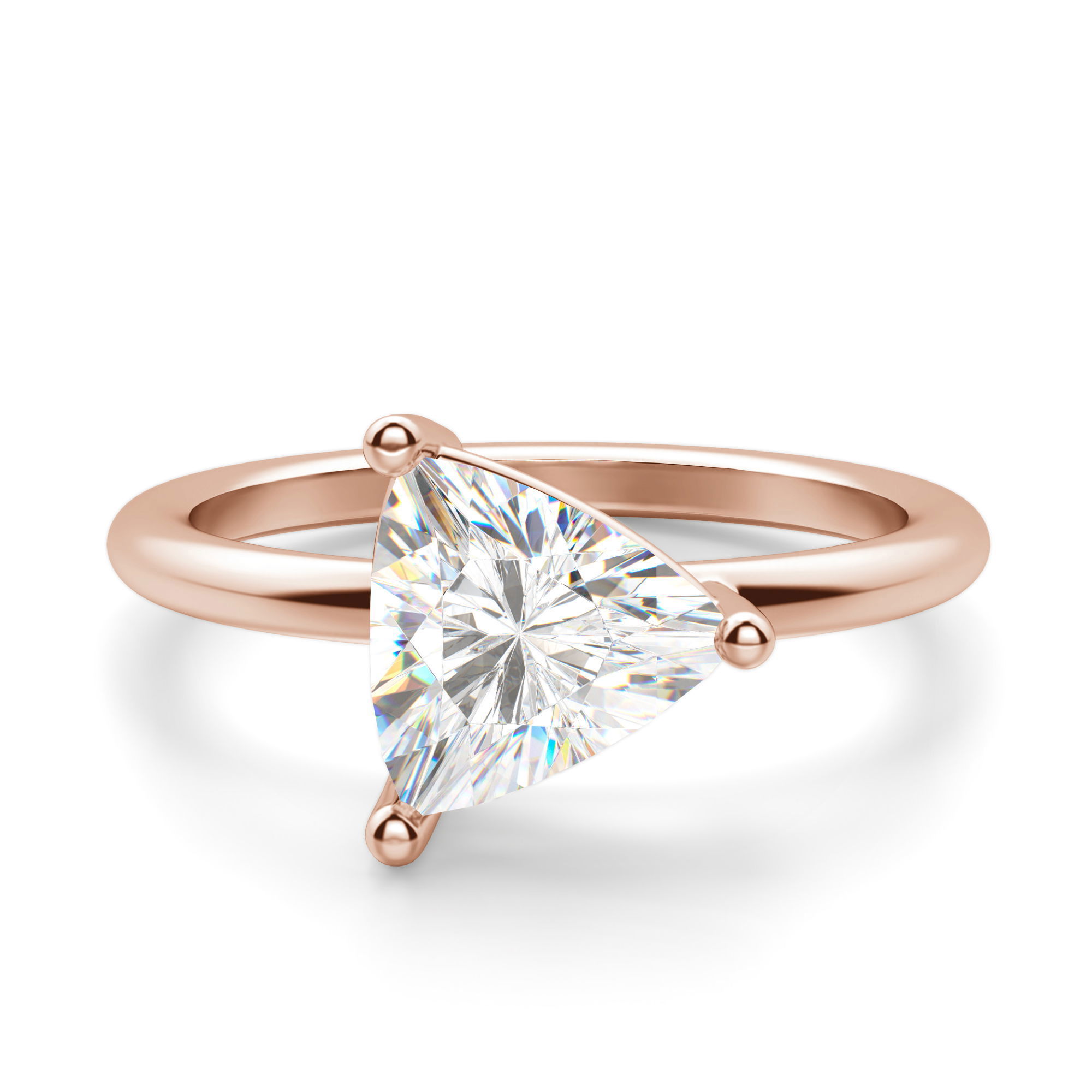 East West Classic Basket Trillion Cut Engagement Ring